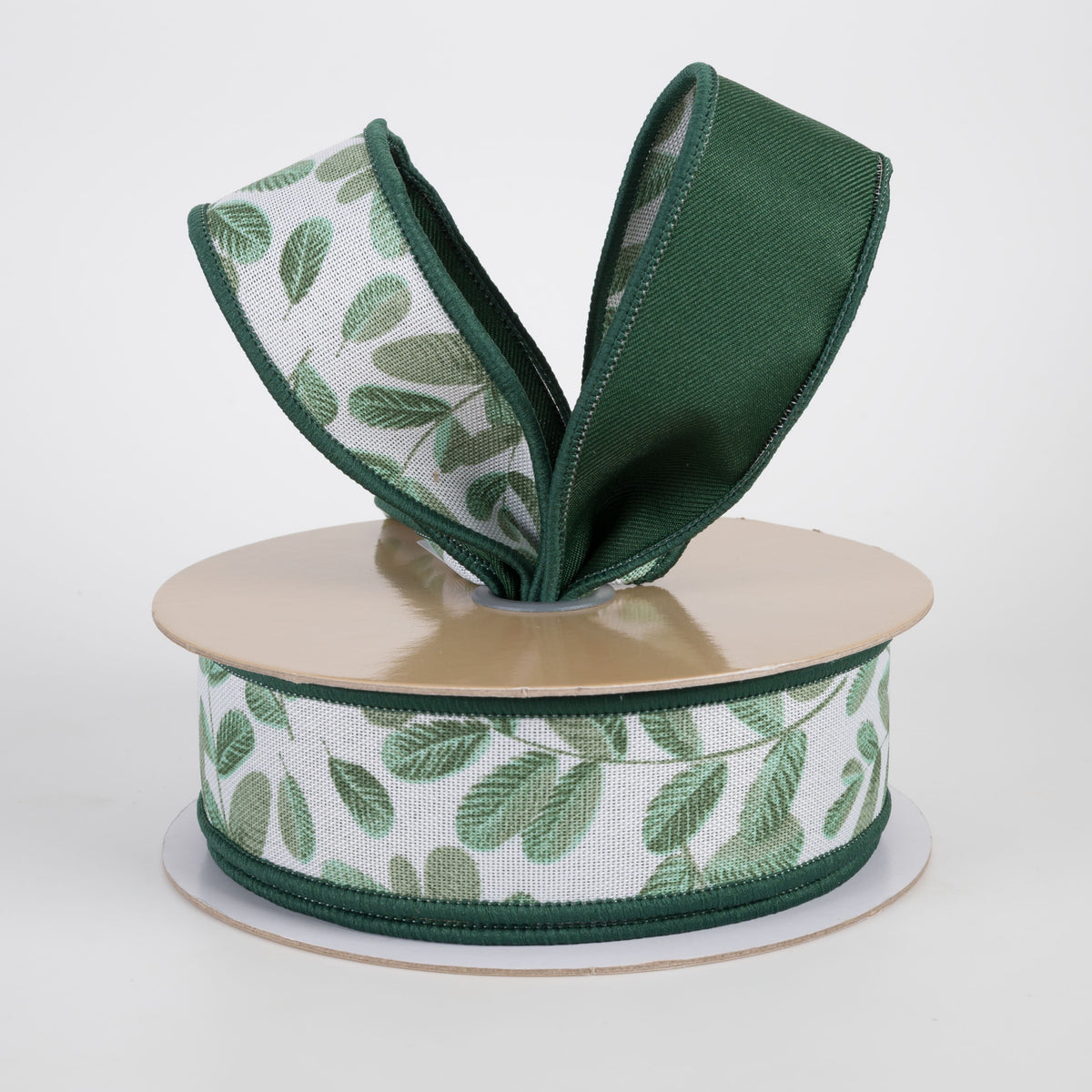 1.5" Double Sided Fused Bold Leaves Ribbon: Dark Green (10 Yards) Lifestyle Photo