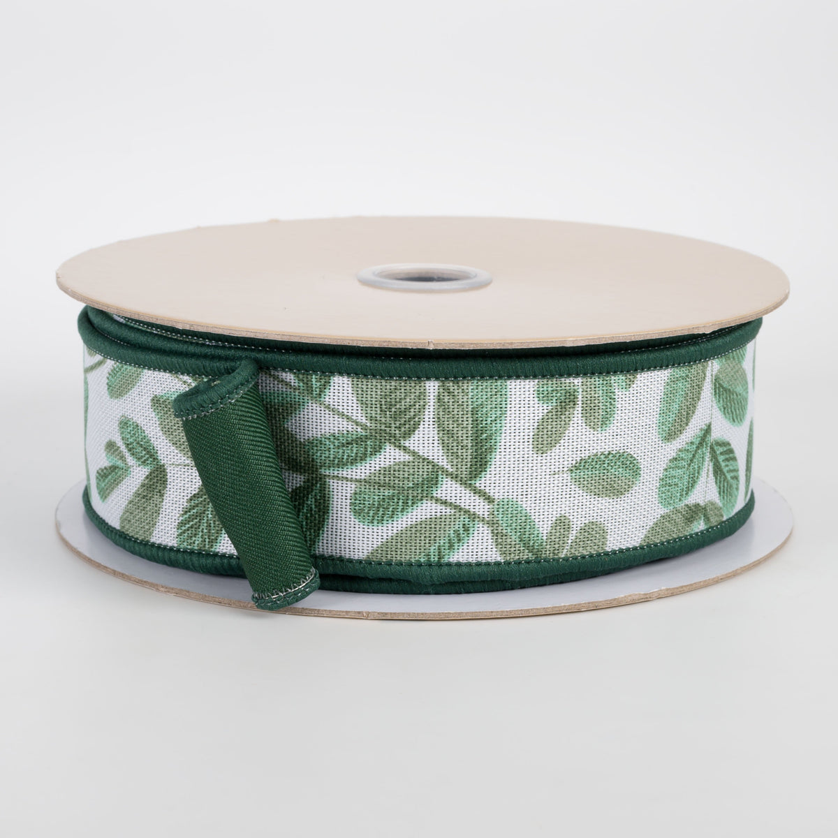 1.5" Double Sided Fused Bold Leaves Ribbon: Dark Green (10 Yards) Item Number: LX332427