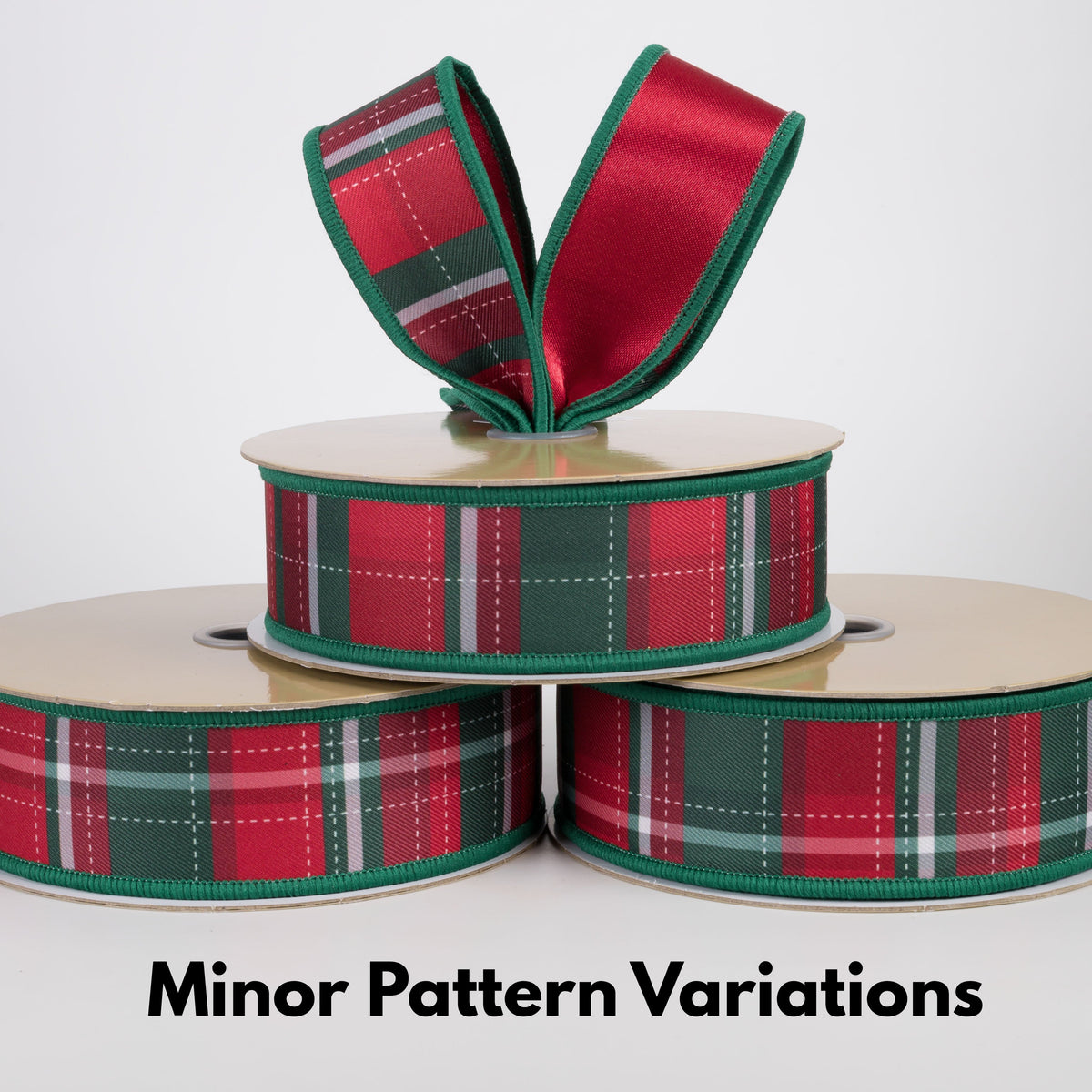 1.5" Double Sided Fused Dashed Plaid Ribbon: Traditional Christmas (10 Yards) Lifestyle Photo