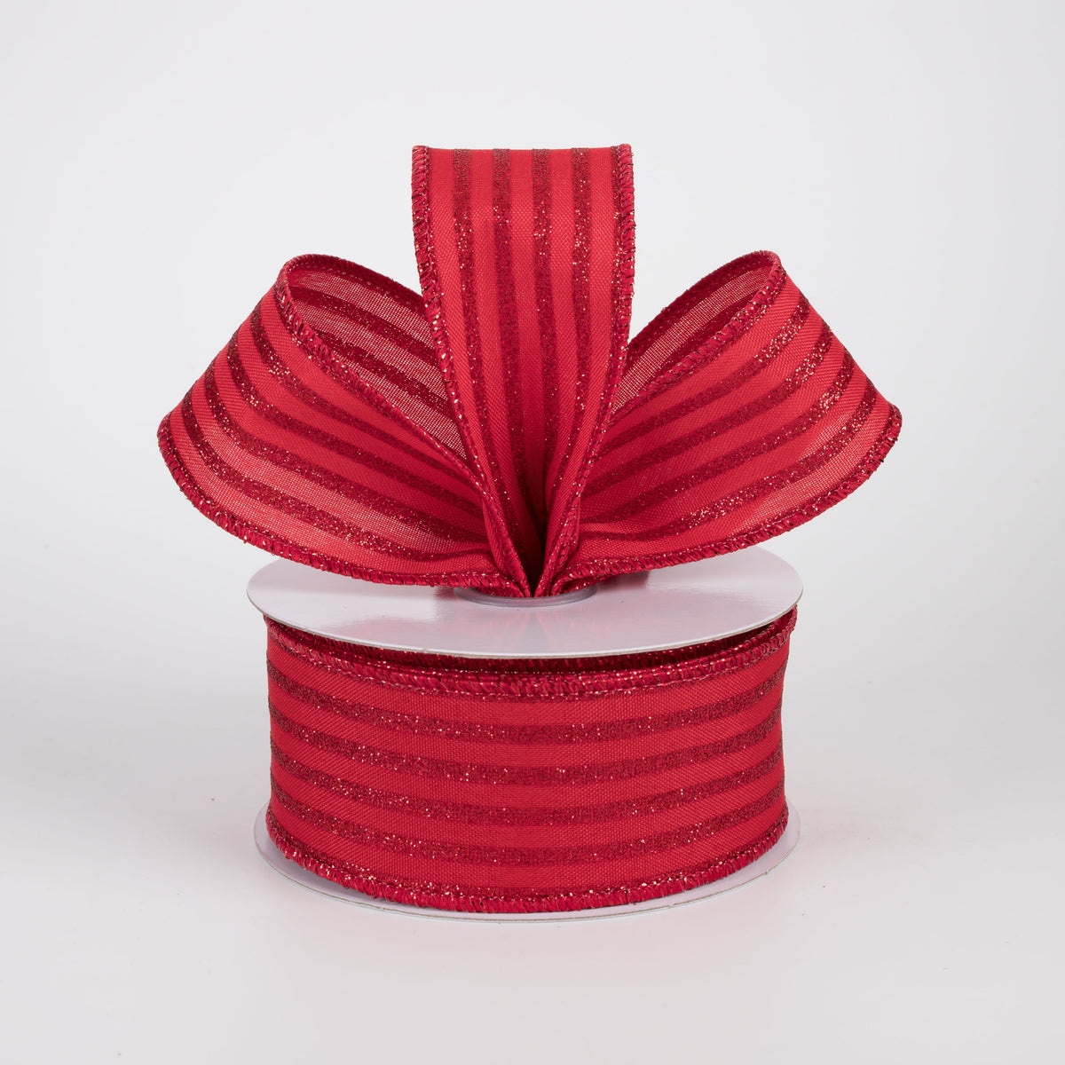 1.5" Glitter Vertical Stripe Ribbon: Red (10 Yards) Lifestyle Photo