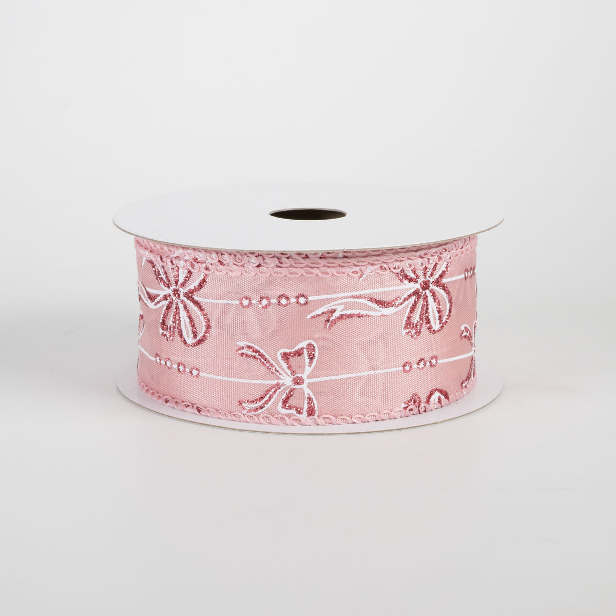 1.5" Glittered Bows Satin Ribbon: Pink (10 Yards) Item Number: 71685-09-03
