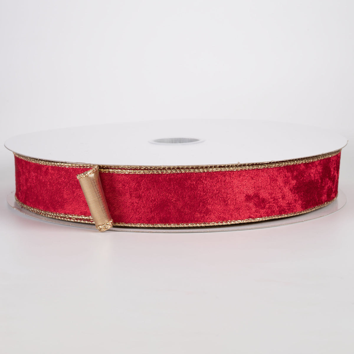1.5" Lush Velvet Metallic Backed Ribbon: Red & Gold (50 Yards) Item Number: 871-09-634