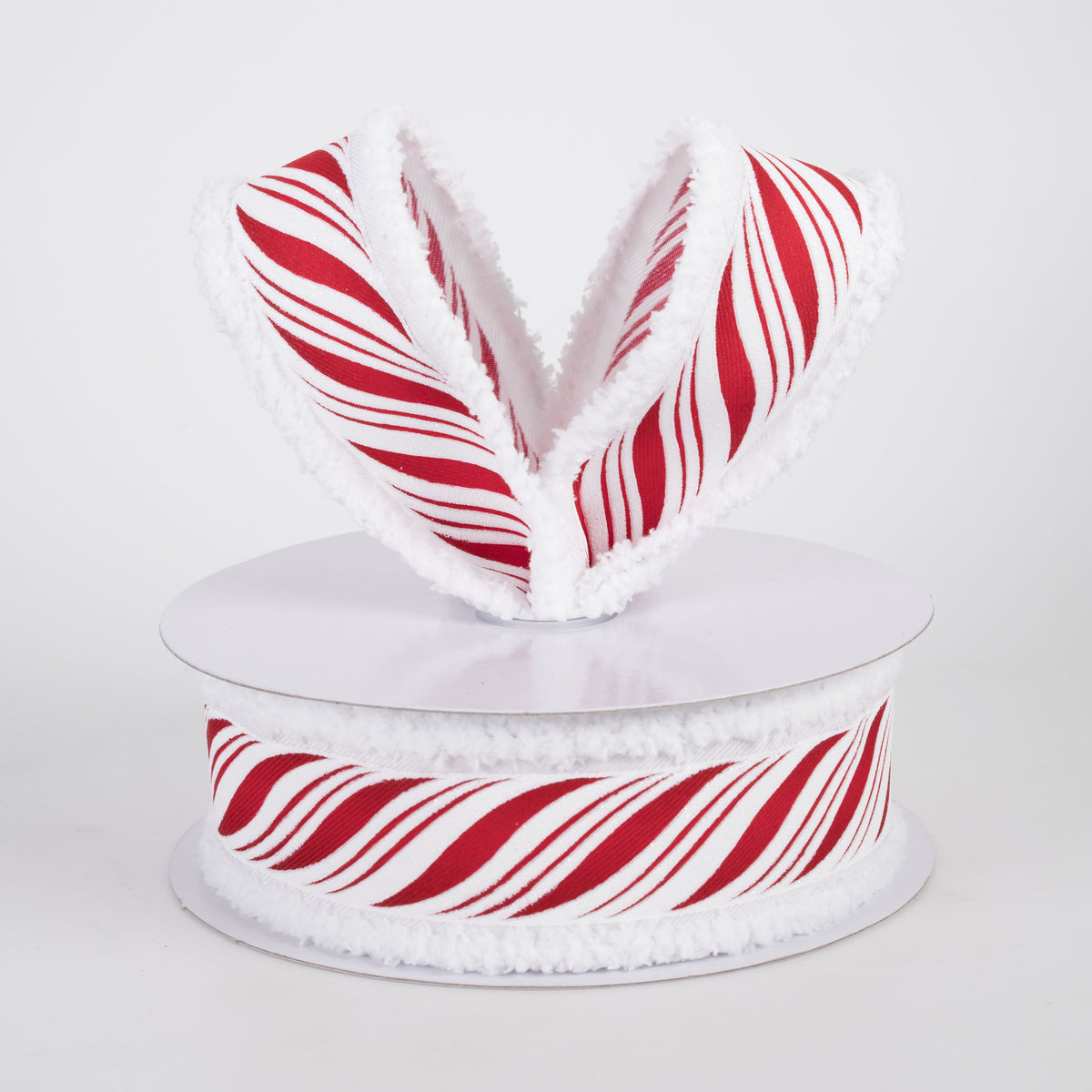 1.5" Peppermint Candy Cane Twist Drift Edge Ribbon: Red & White (10 Yards) Lifestyle Photo