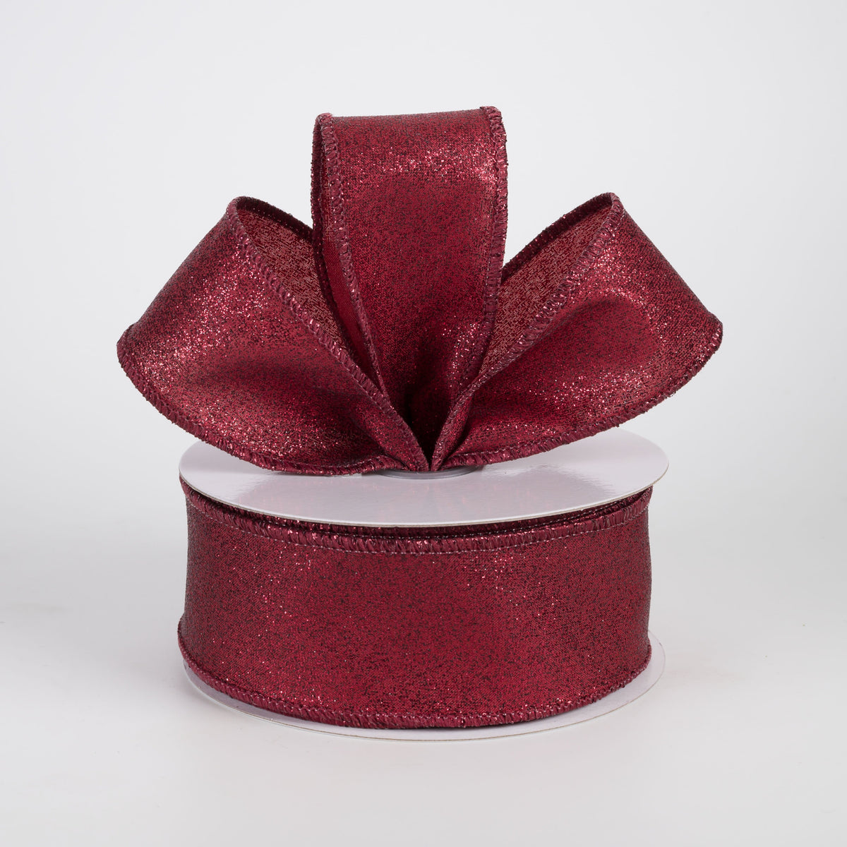 1.5" Shimmer Glitter Ribbon: Cranberry Red (10 Yards) Lifestyle Photo