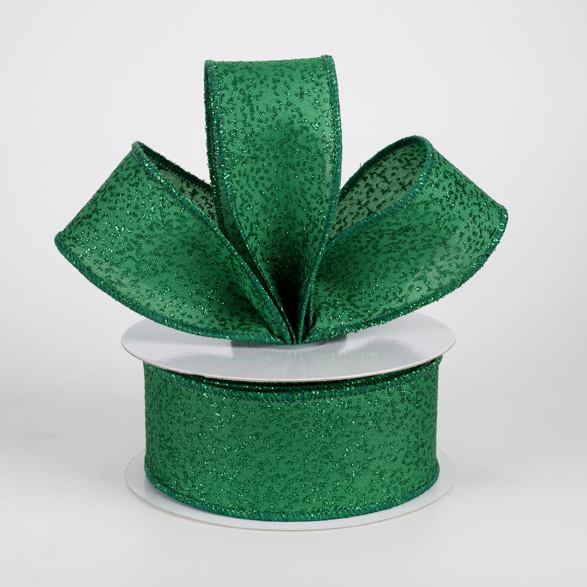 1.5" Speckled Glitter Canvas Ribbon: Emerald Green (10 Yards) Lifestyle Photo