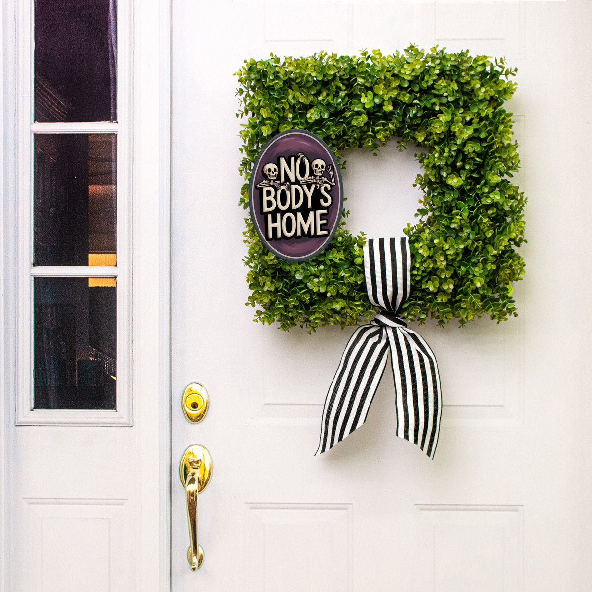 10.5" Oval Waterproof Sign: Skeletons No Body's Home Lifestyle Photo