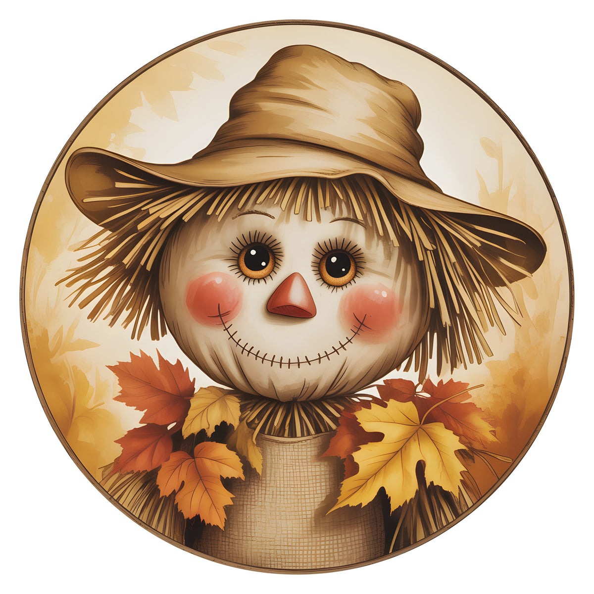 10.5" Round Waterproof Accent: Cheerful Autumn Scarecrow Face Item Number: CD1411NH-105