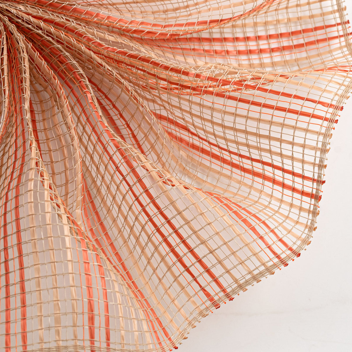 10" Horizontal Wide Strip Mesh: Natural & Dark Orange Lifestyle Photo
