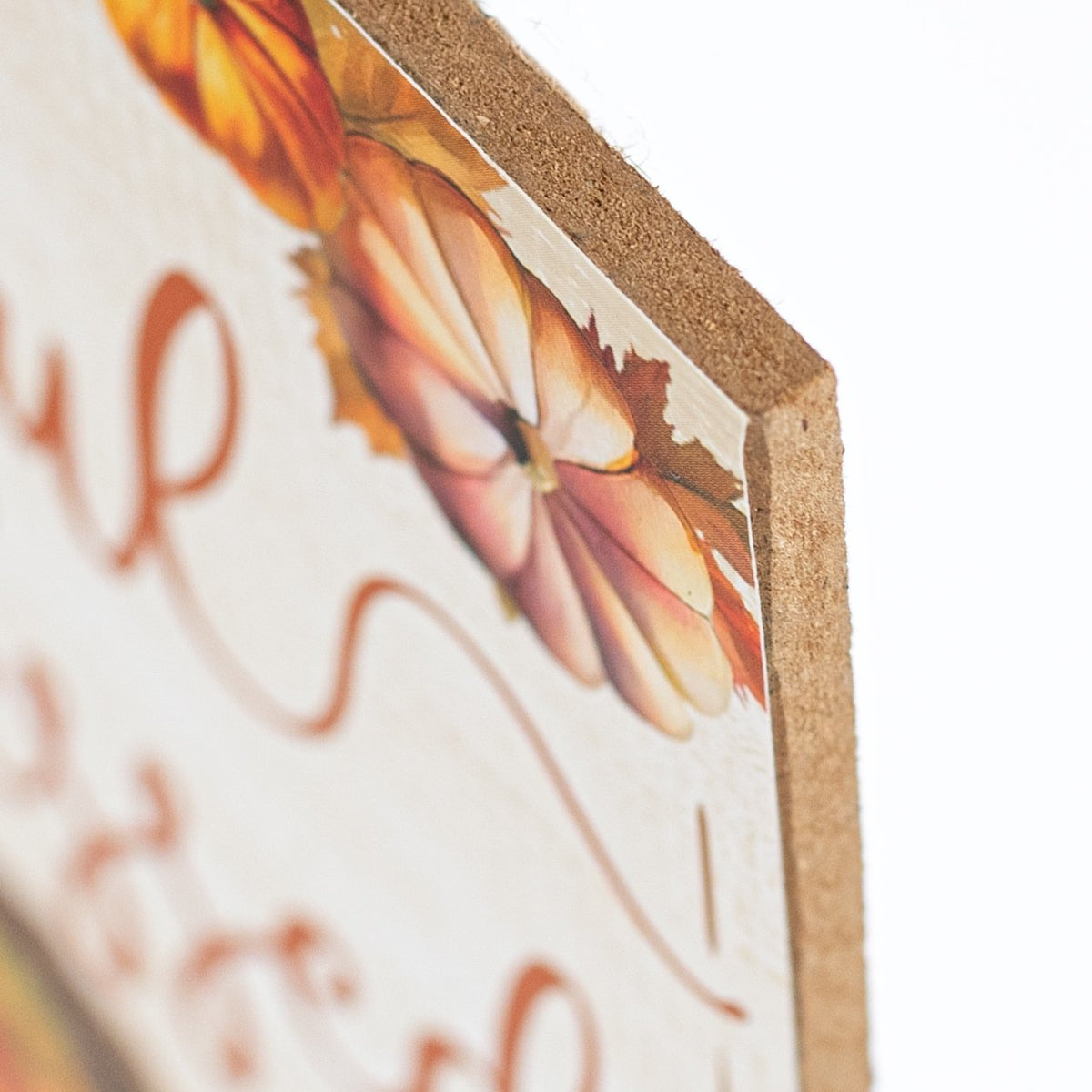 10" Square Wooden Sign: Thankful, Grateful, Blessed Cornucopia detail photo 3