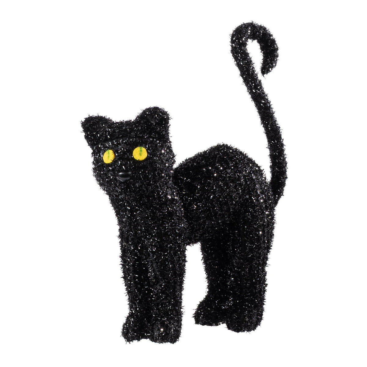 10" Standing Tinsel Black Cat Decoration Item Number: HH4075