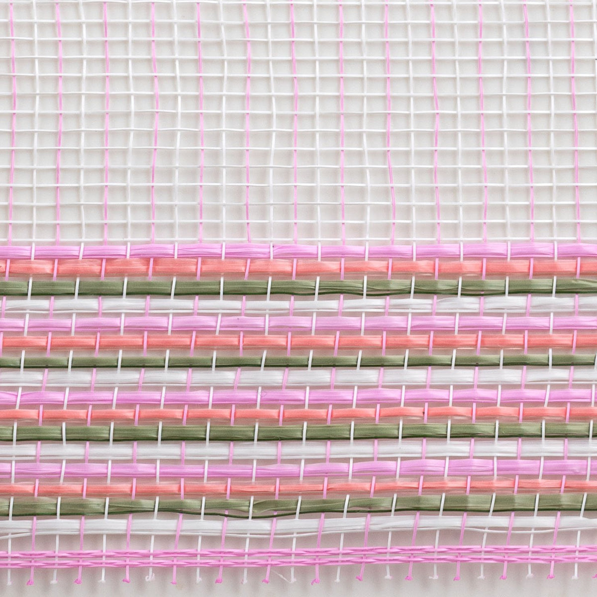 10" Wide Strip Border Stripe Mesh: Pink, White & Sage Green detail photo 3