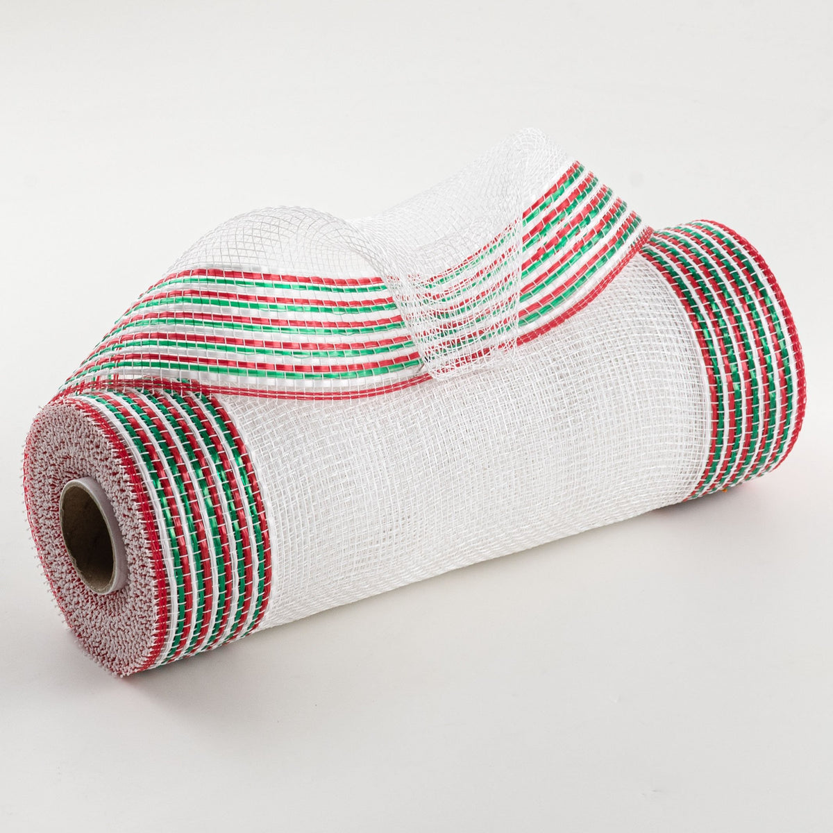 10" Wide Strip Border Stripe Mesh: White, Red & Emerald Green Item Number: RE8506A6