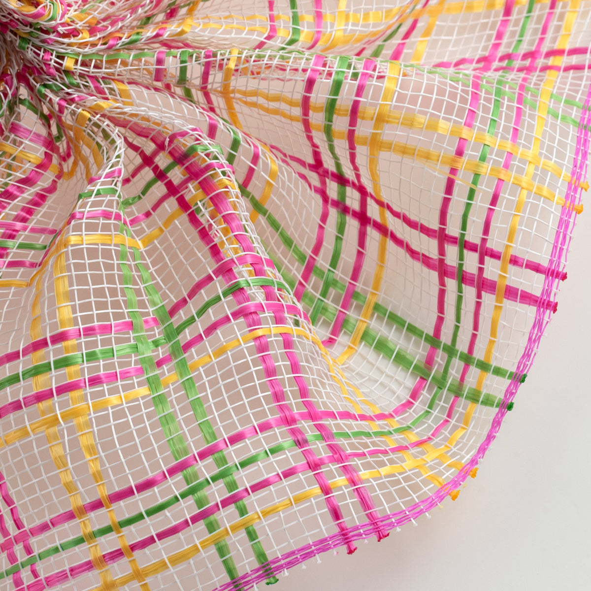 10" Wide Strip Plaid Mesh: Hot Pink, Lime, Yellow Lifestyle Photo