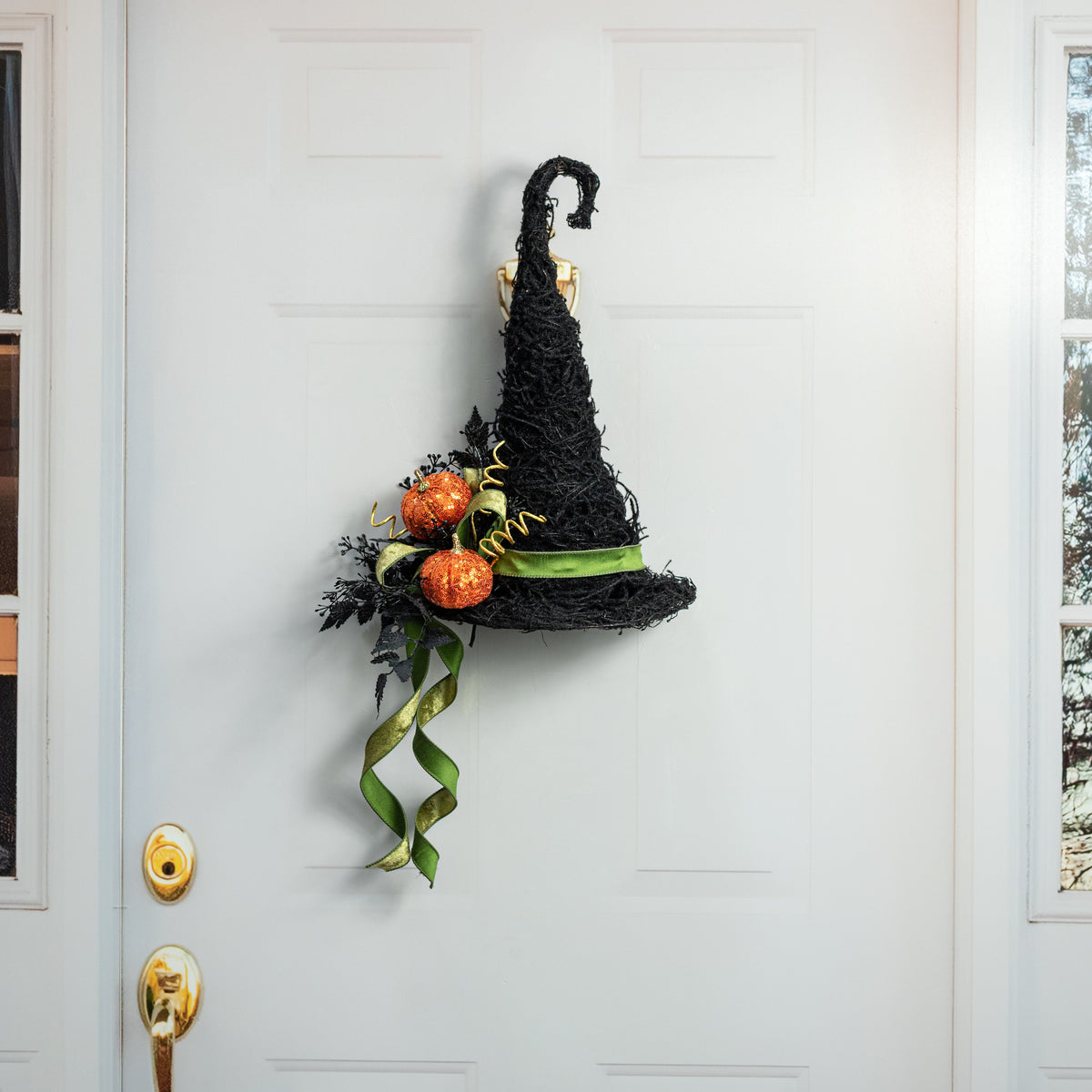 11" x 18" Half Witch Hat Door Hanger: Black detail photo 5