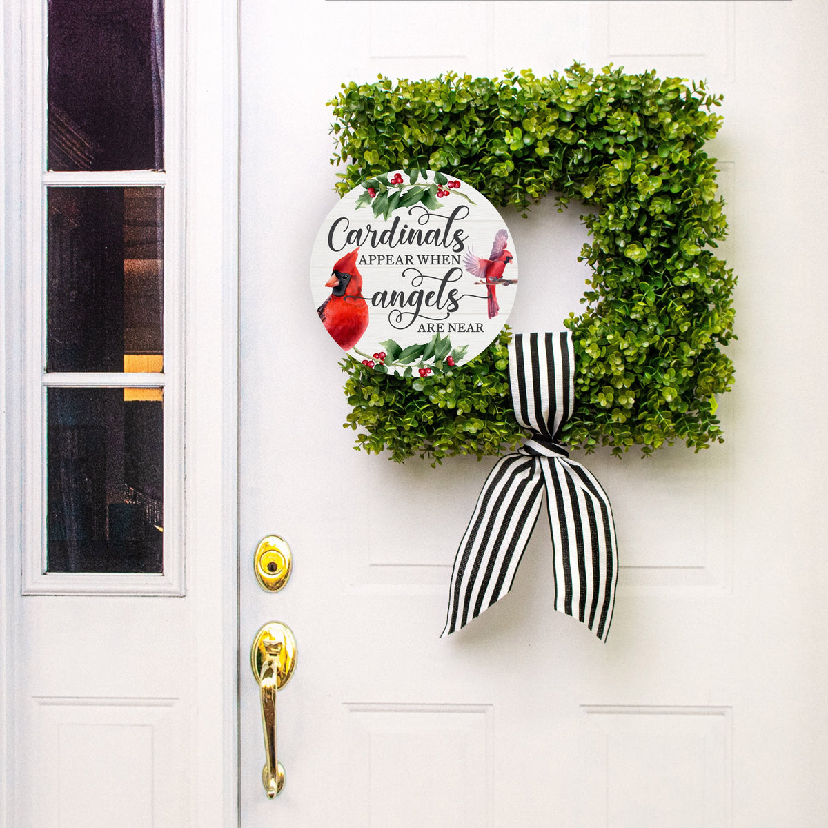 11.75" Round Waterproof Sign: When Cardinals Appear Lifestyle Photo