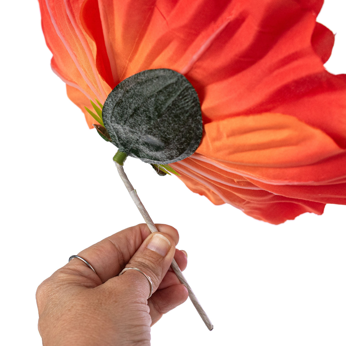 11" Oversized Poppy Head: Orange detail photo 3