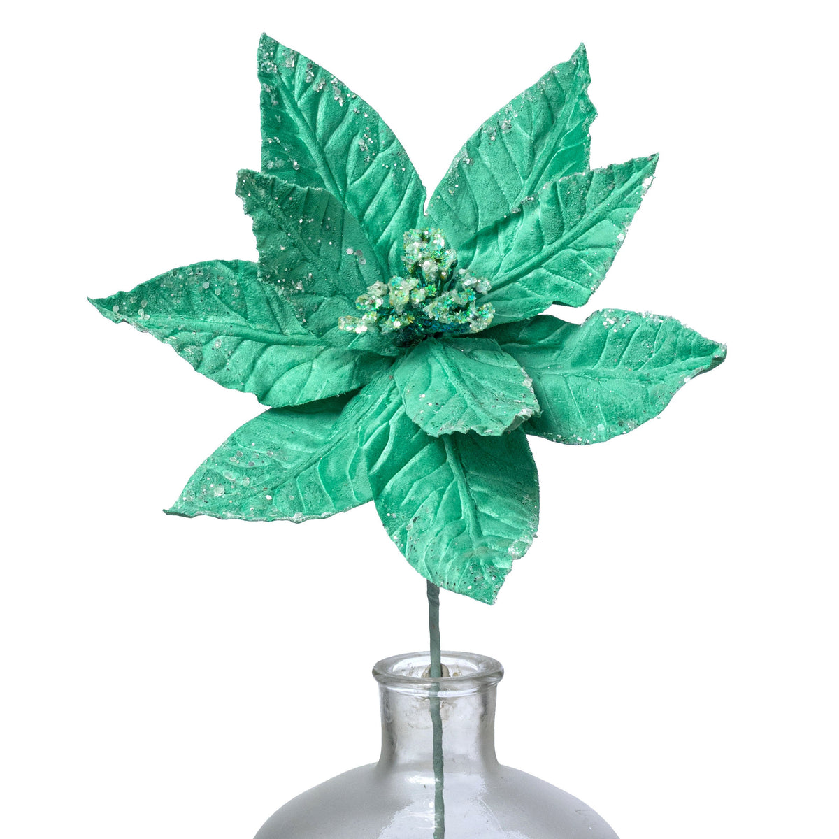 12" x 25" Velvet Poinsettia Stem: Mint Green Item Number: 86796MINT