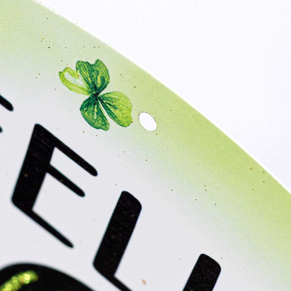 12" Round Metal Sign: Glittered Feeling Lucky detail photo 3