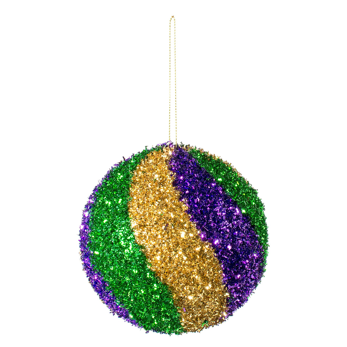 120MM Tinsel Swirl Ball Ornament: Mardi Gras Item Number: XJ4308TC