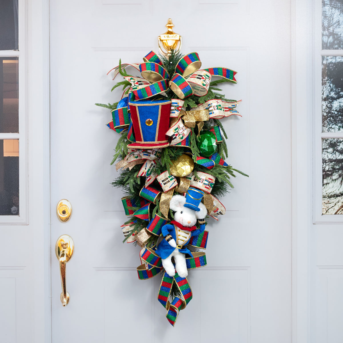 13" Nutcracker Mouse Hat Ornament: Blue detail photo 4