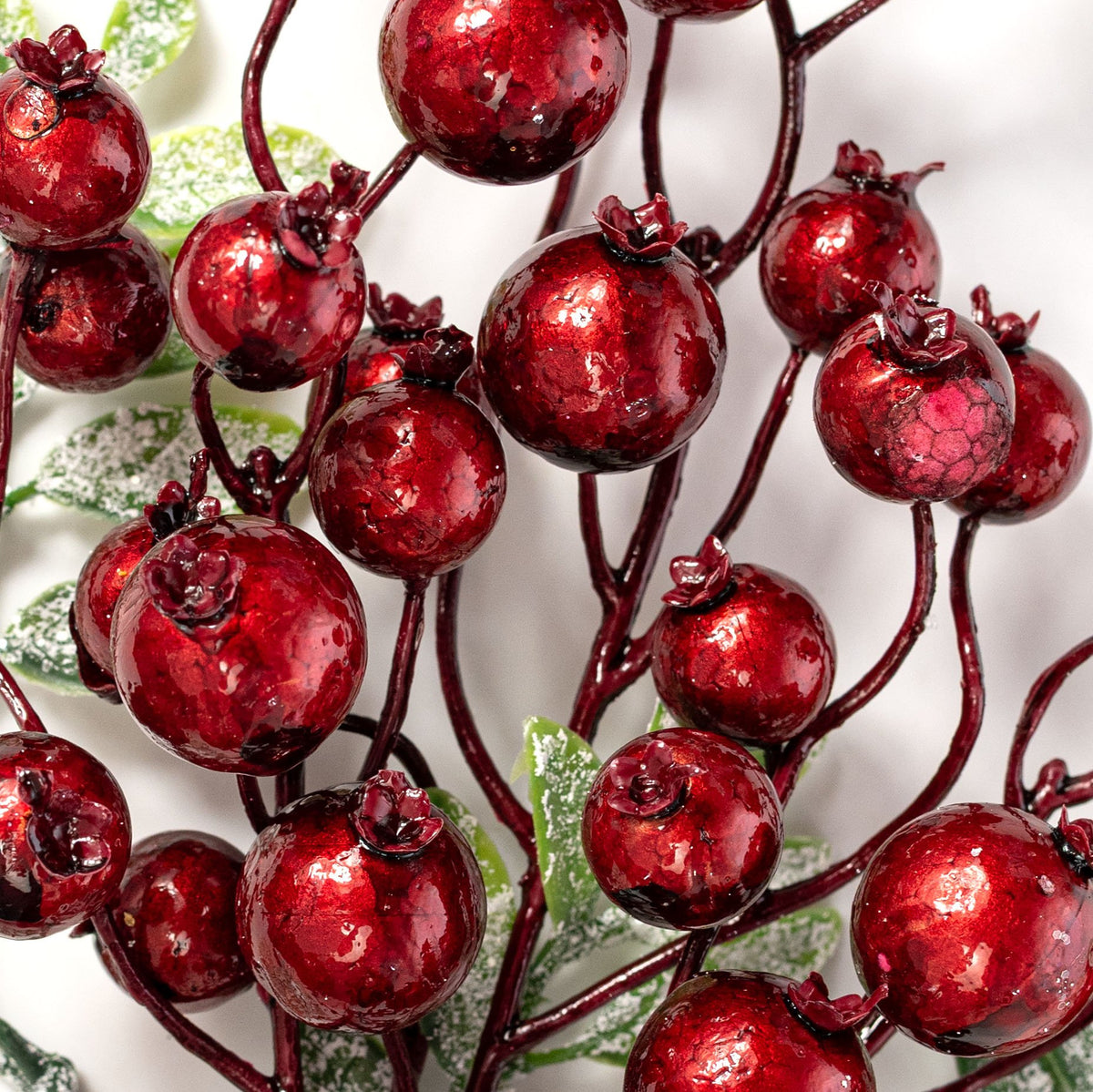 15" Frosted Leaves & Cranberry Pick: Burgundy Red Lifestyle Photo