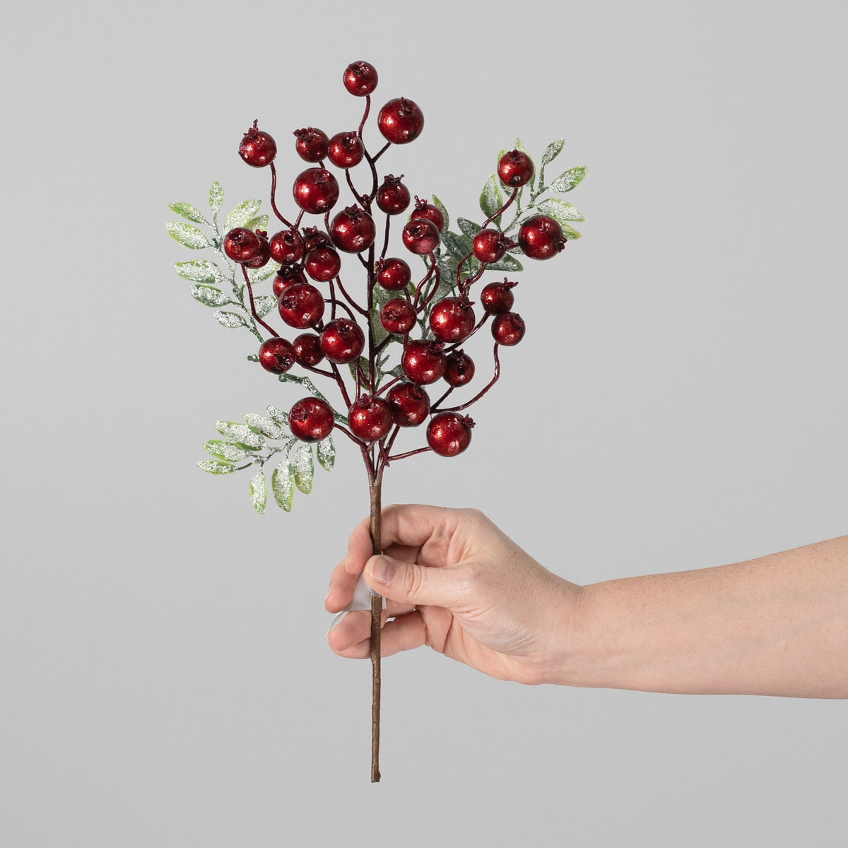 15" Frosted Leaves & Cranberry Pick: Burgundy Red detail photo 3