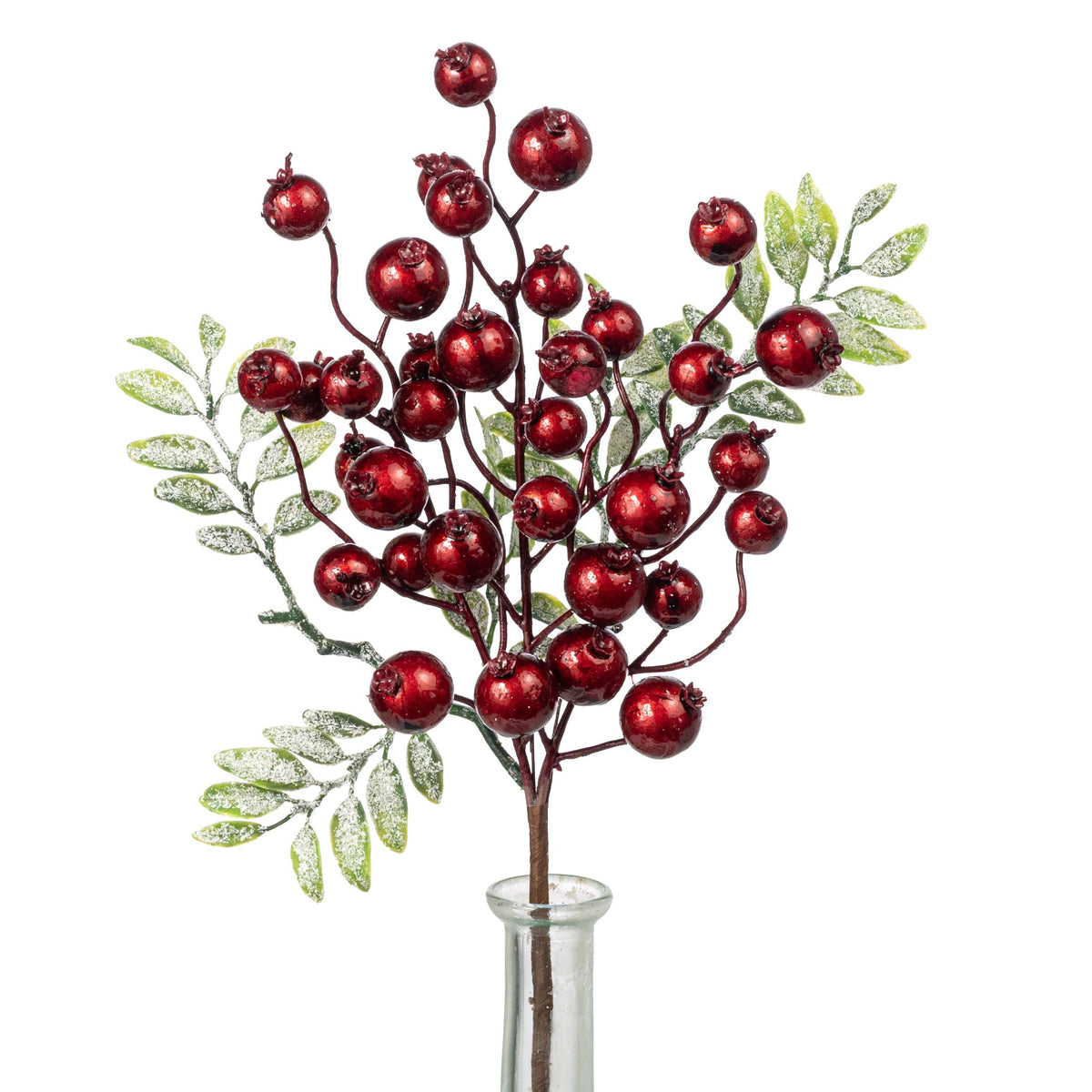 15" Frosted Leaves & Cranberry Pick: Burgundy Red Item Number: 84509