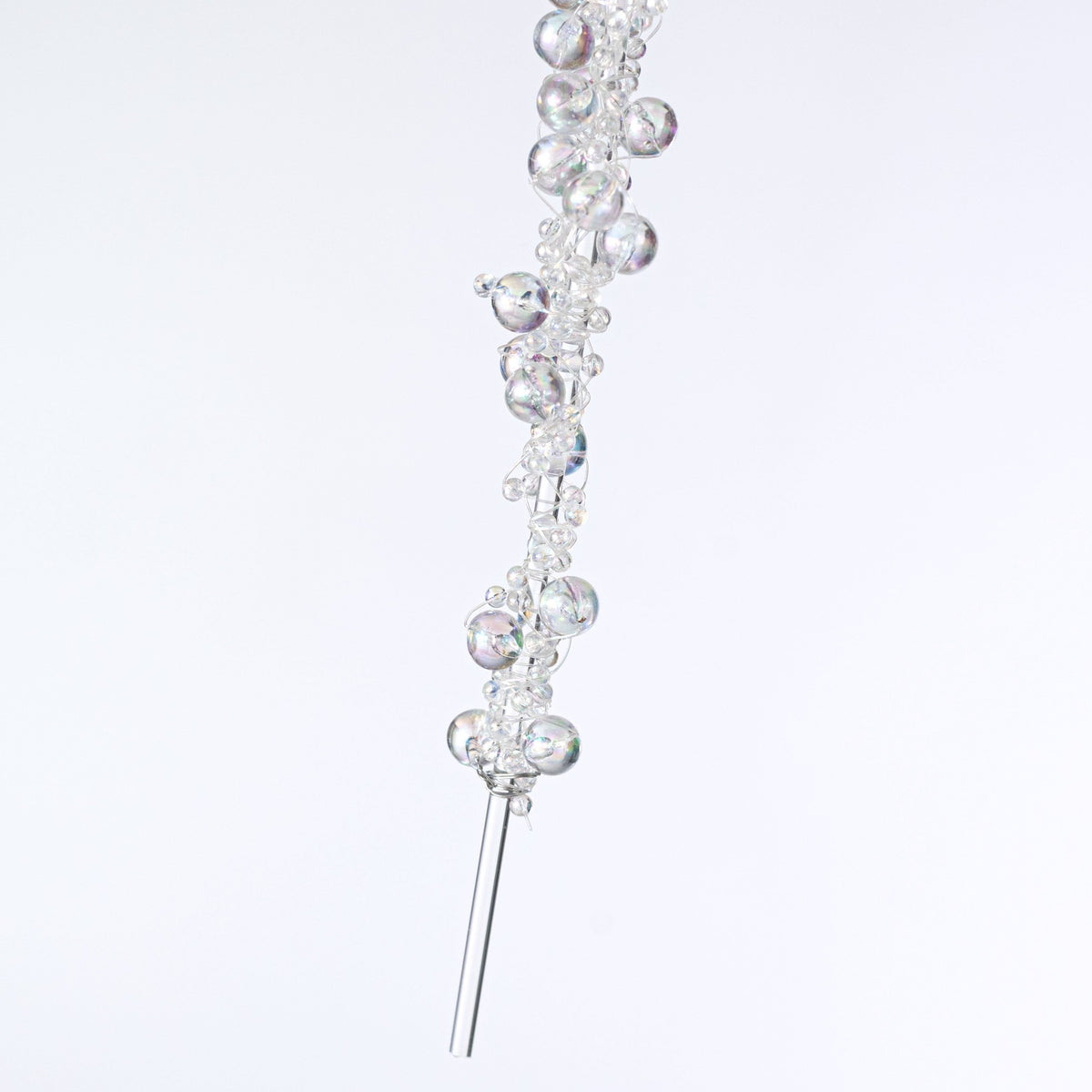 16" Beaded Icicle Ornament: Iridescent Clear detail photo 4