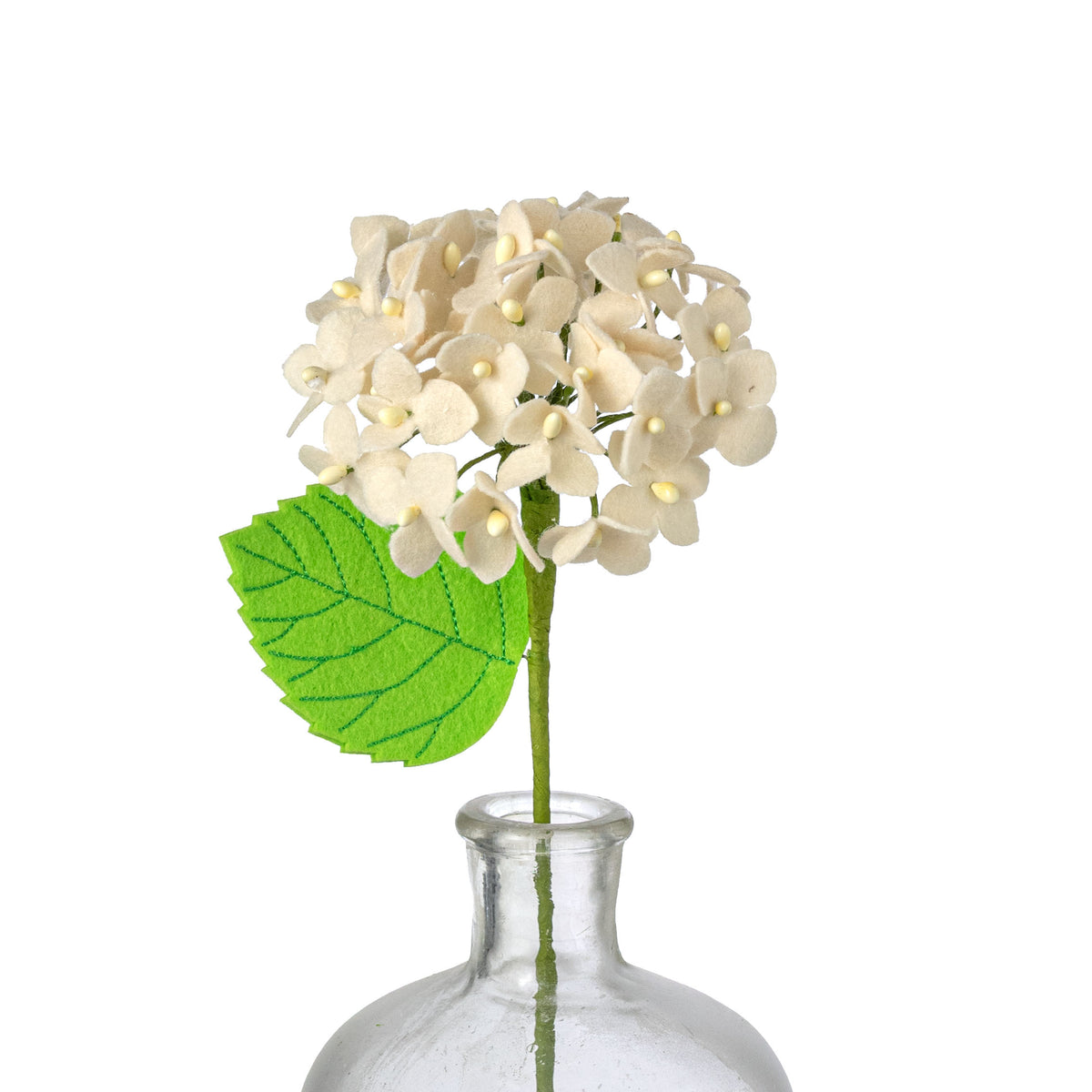 16" Felt Hydrangea Flower Stem: Cream Item Number: FH821962