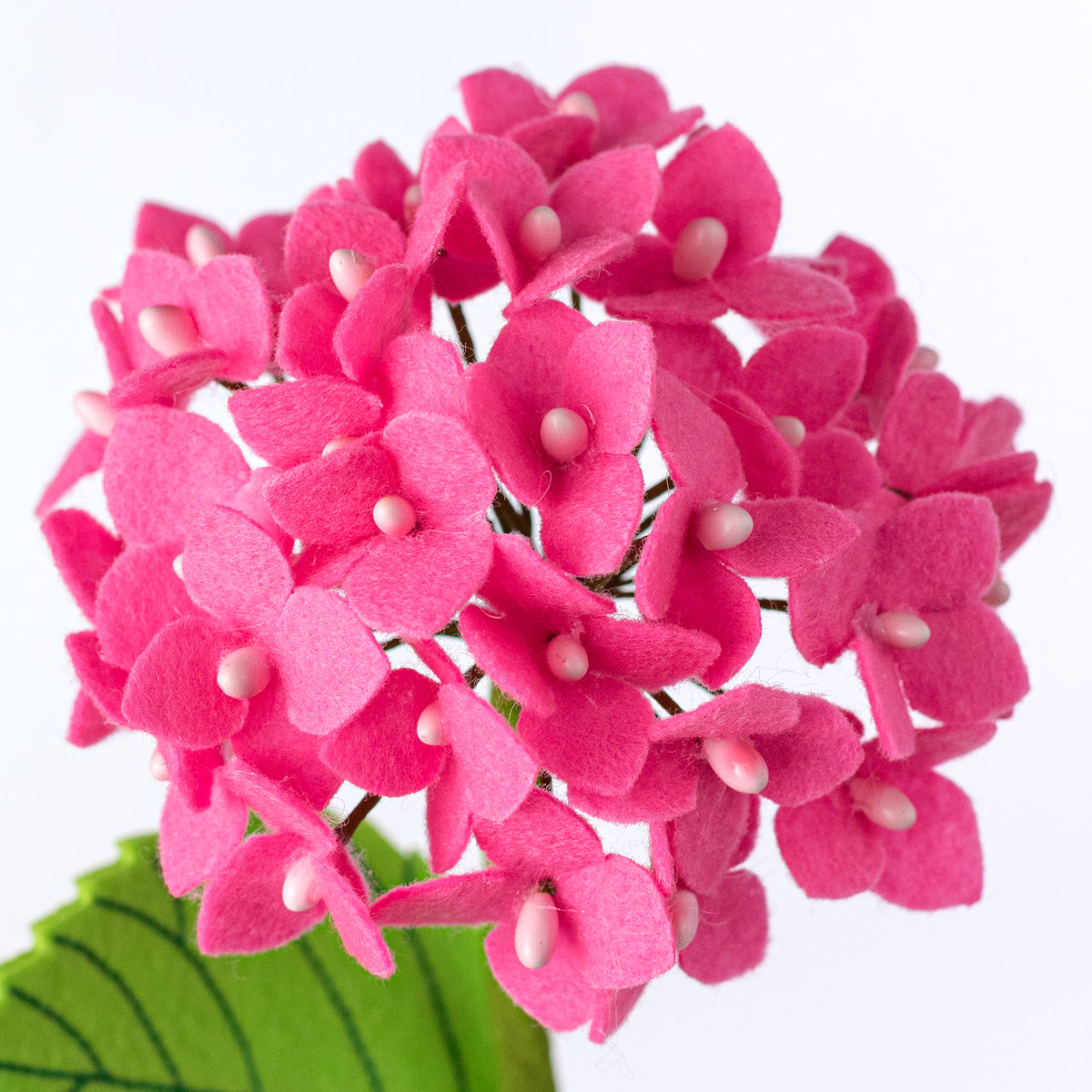 16" Felt Hydrangea Flower Stem: Hot Pink Lifestyle Photo