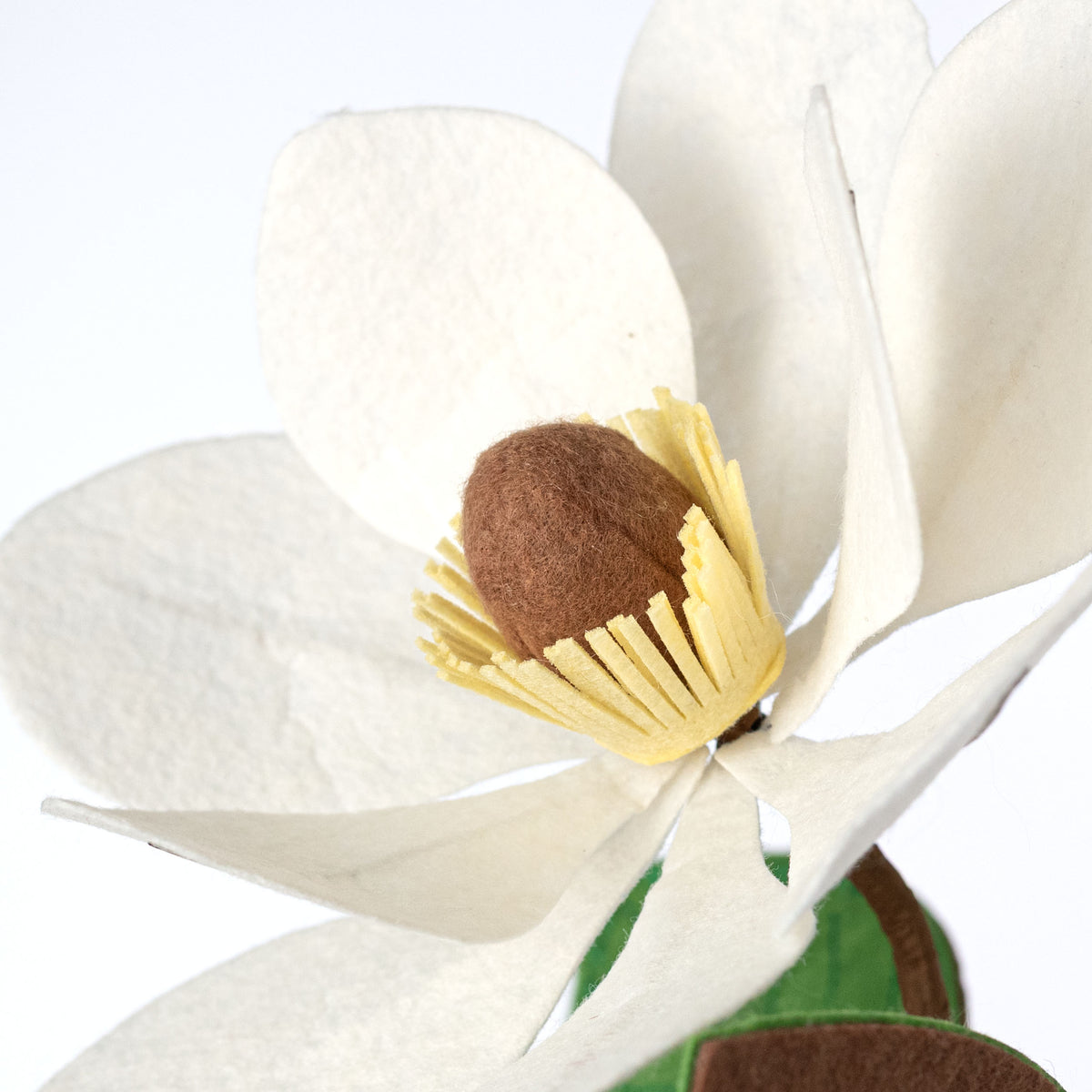 18" Felt Magnolia Flower Stem: Cream Lifestyle Photo