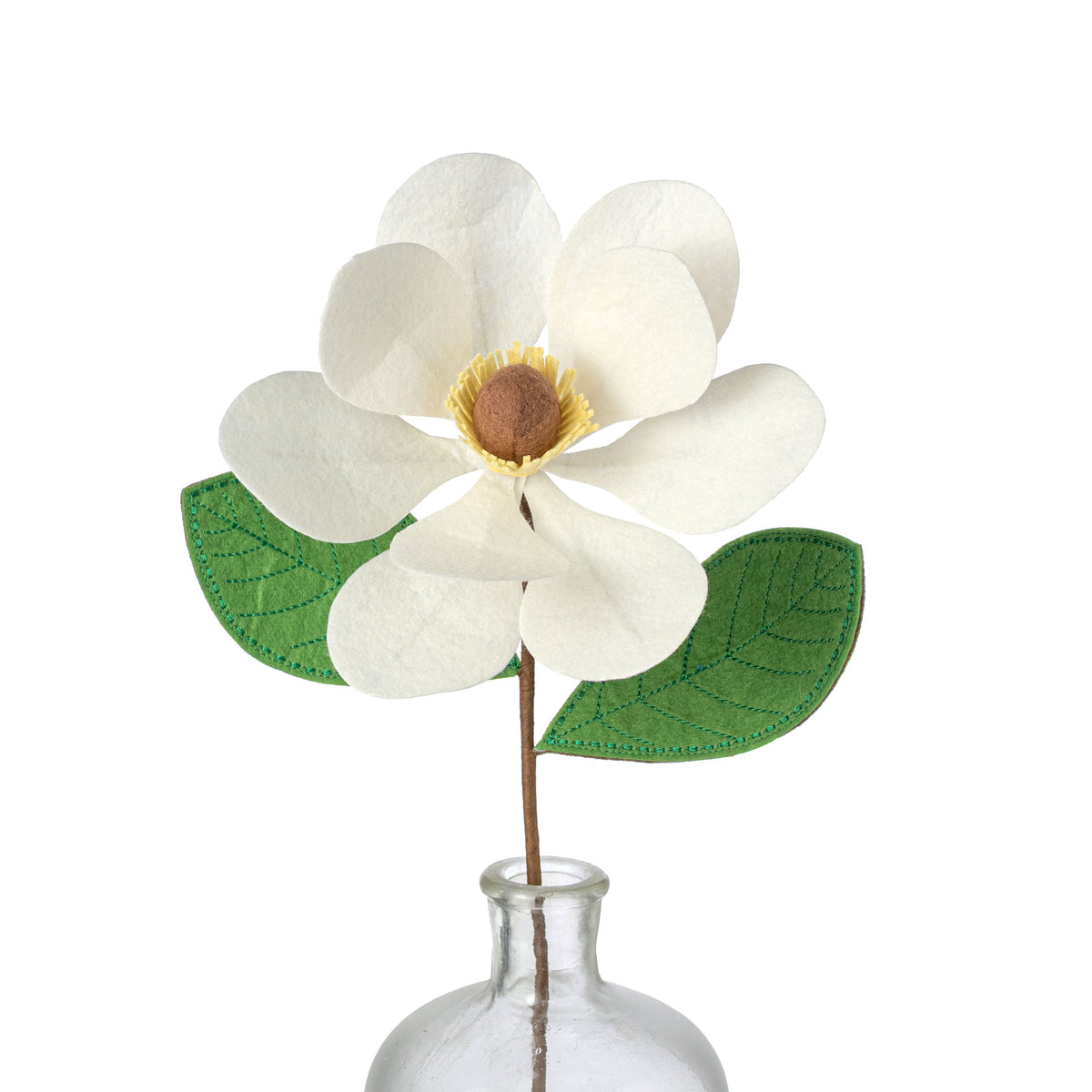 18" Felt Magnolia Flower Stem: Cream Item Number: FH8220E9