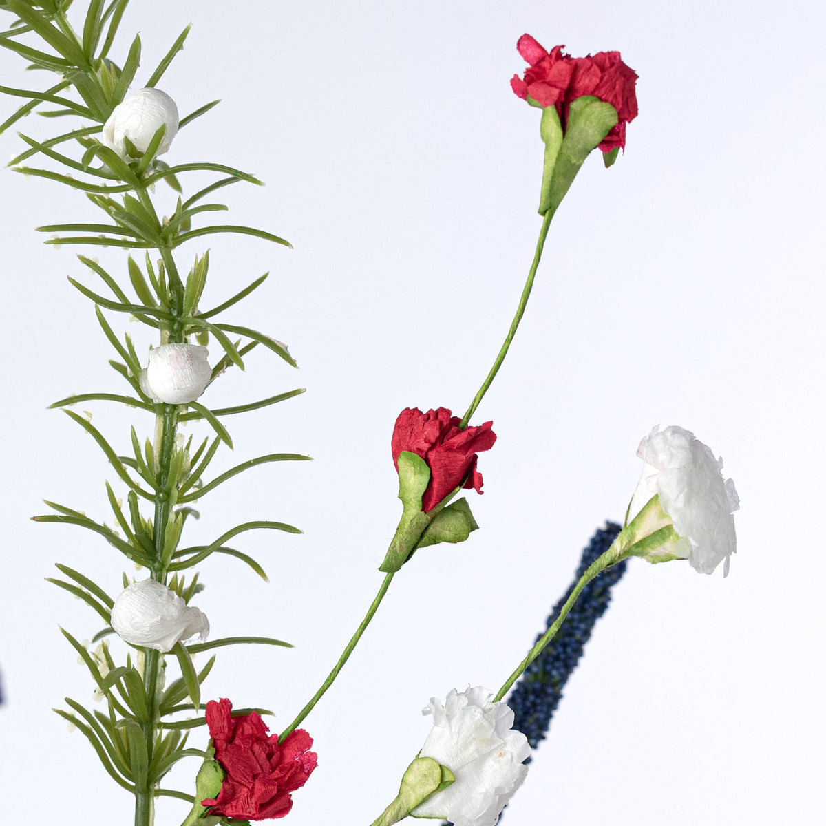 18" Paper Carnation Blossom with Heather Spray: Red, White & Blue Lifestyle Photo