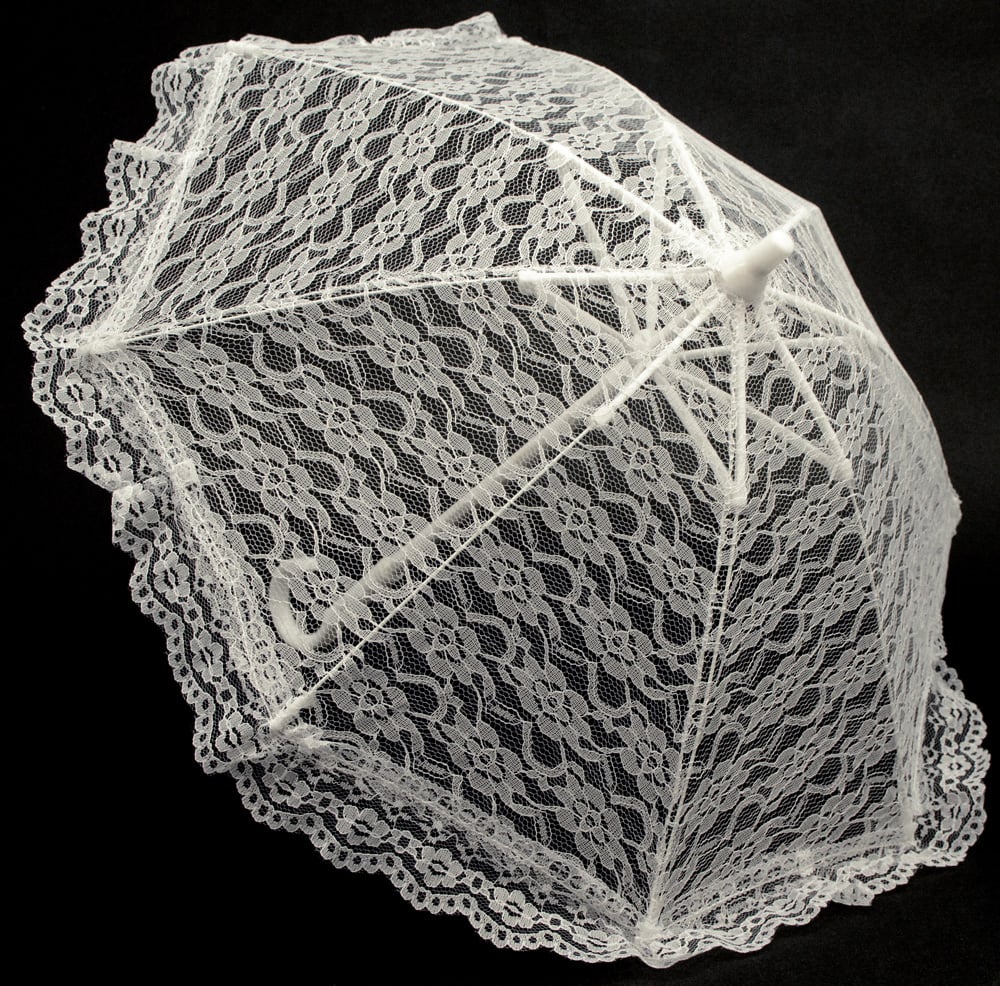 18" White Lace Parasol detail photo 3