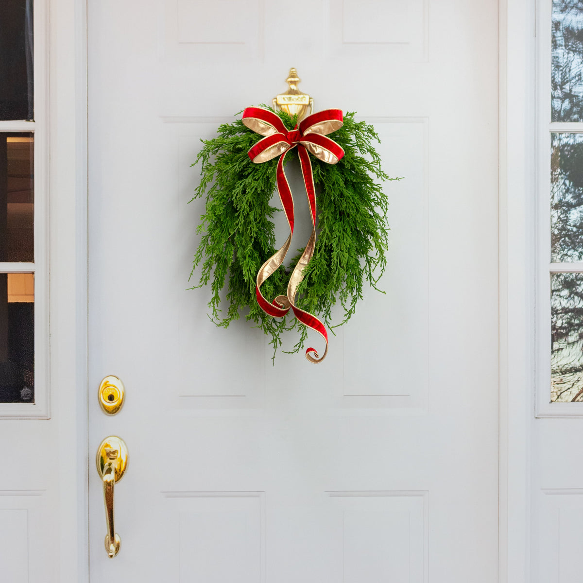 19" Soft Touch Open Teardrop Wreath: Bright Green Lifestyle Photo