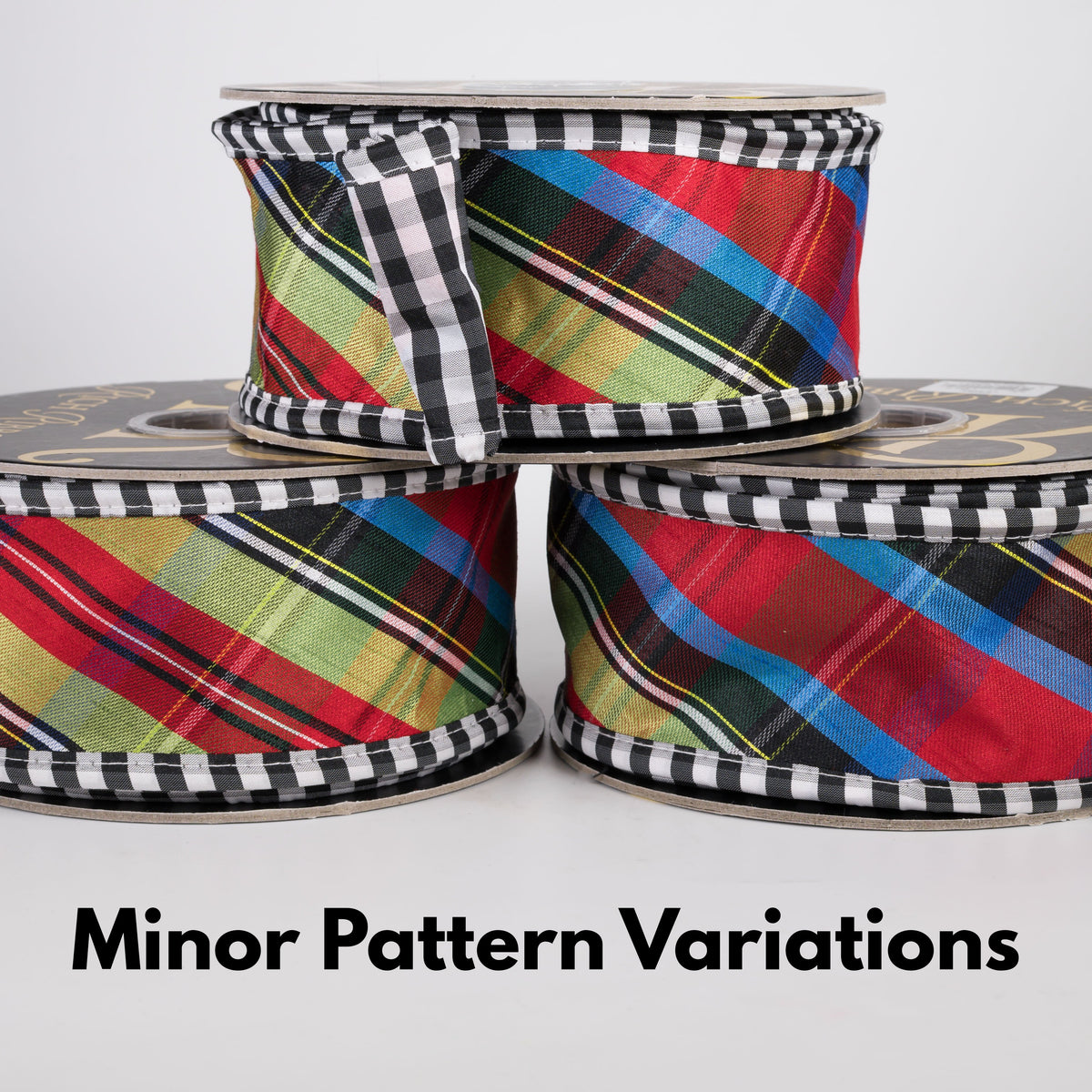 2.5" Bias Plaid Ribbon with Fused Mini Check Back: Multicolor, Black & White (10 Yards) Lifestyle Photo