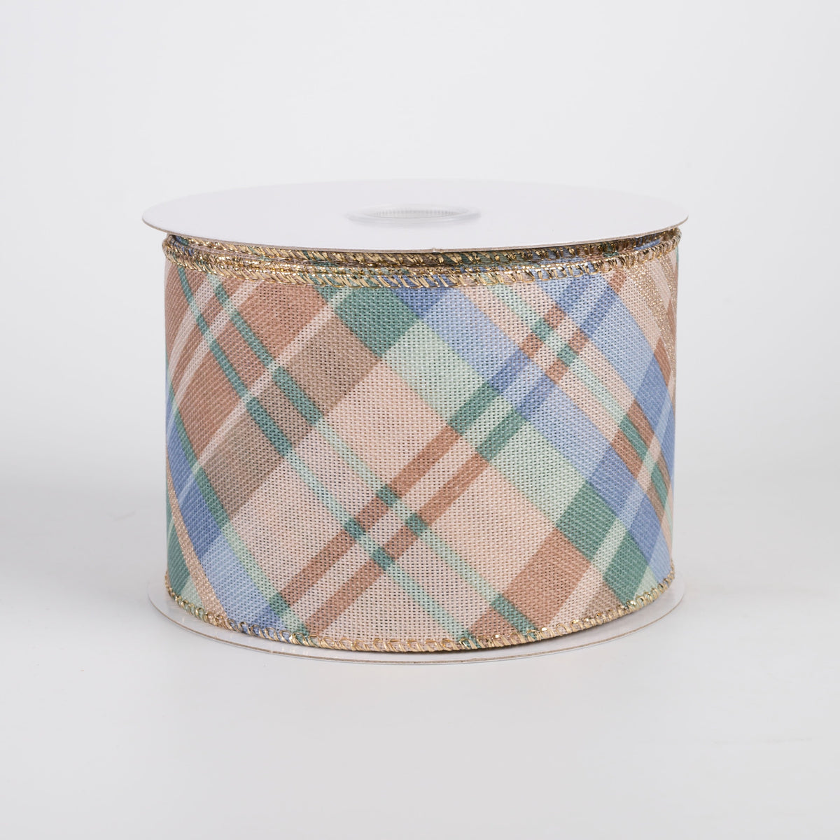 2.5" Conklin Plaid Ribbon: Sage, Tan & Dusty Blue (10 Yards) Item Number: 71680-40-06