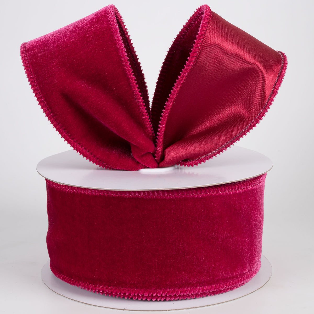2.5" Deluxe Velvet Satin Backing Ribbon: Cranberry Red (10 Yards) Lifestyle Photo