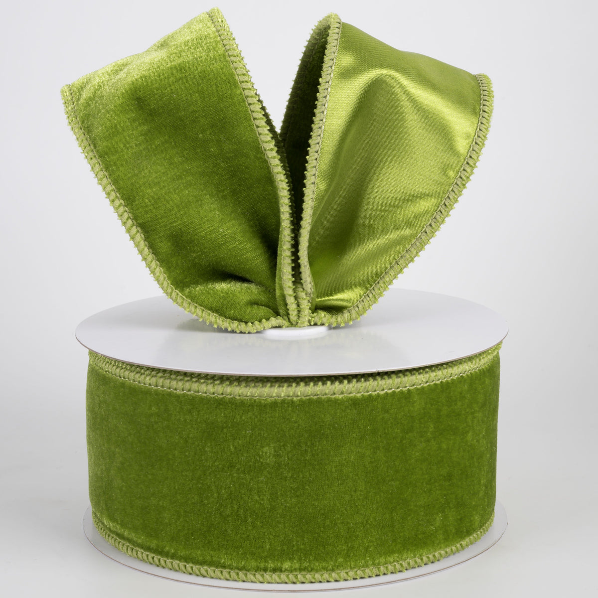 2.5" Deluxe Velvet Satin Backing Ribbon: Moss Green (10 Yards) Lifestyle Photo