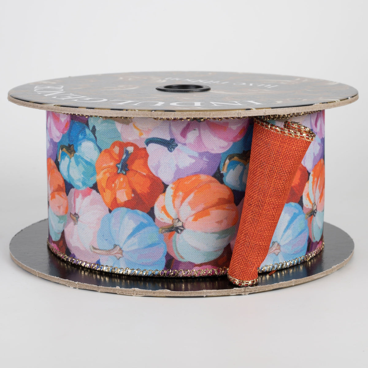 2.5" Double Sided Fused Abstract Pastel Pumpkins Ribbon: Rust (10 Yards) Item Number: D73640-40-05