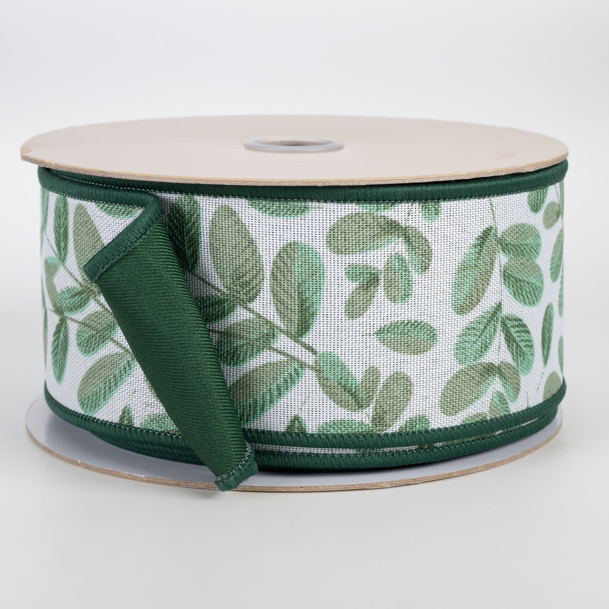 2.5" Double Sided Fused Bold Leaves Ribbon: Dark Green (10 Yards) Item Number: LX332527