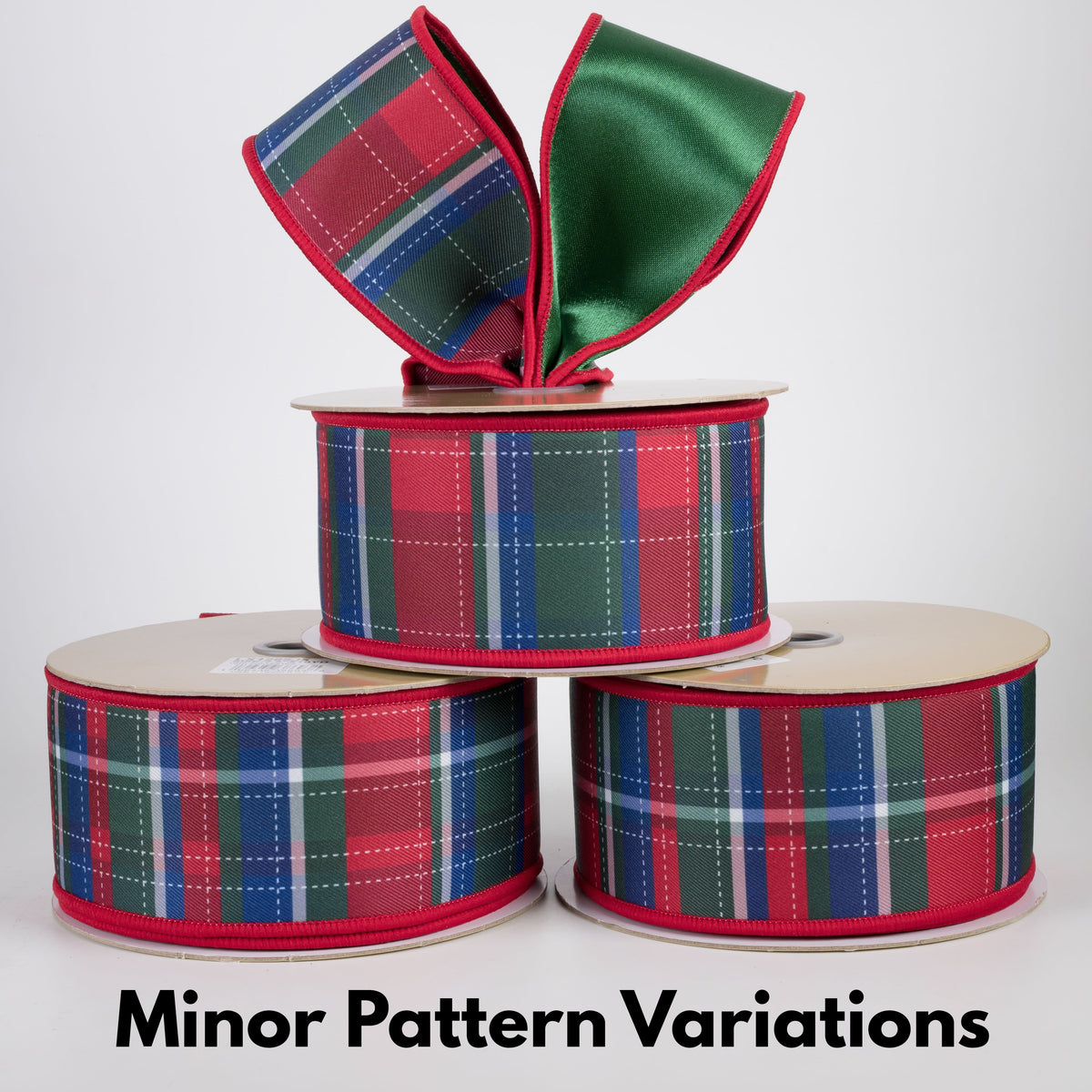 2.5" Double Sided Fused Dashed Plaid Ribbon: Preppy Christmas (10 Yards) Lifestyle Photo