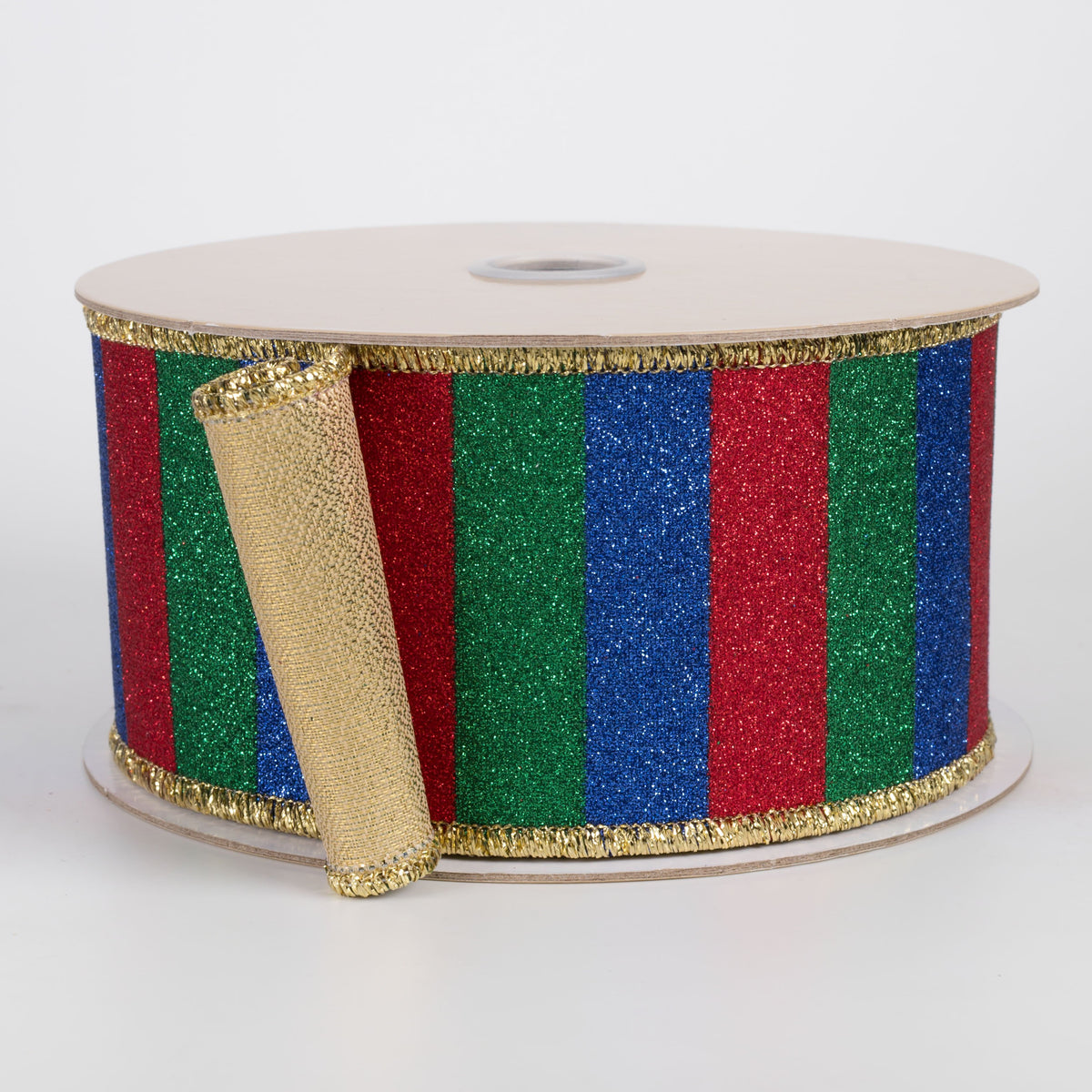2.5" Double Sided Fused Glitter Stripes Ribbon: Preppy Christmas (10 Yards) Item Number: LX3109J5