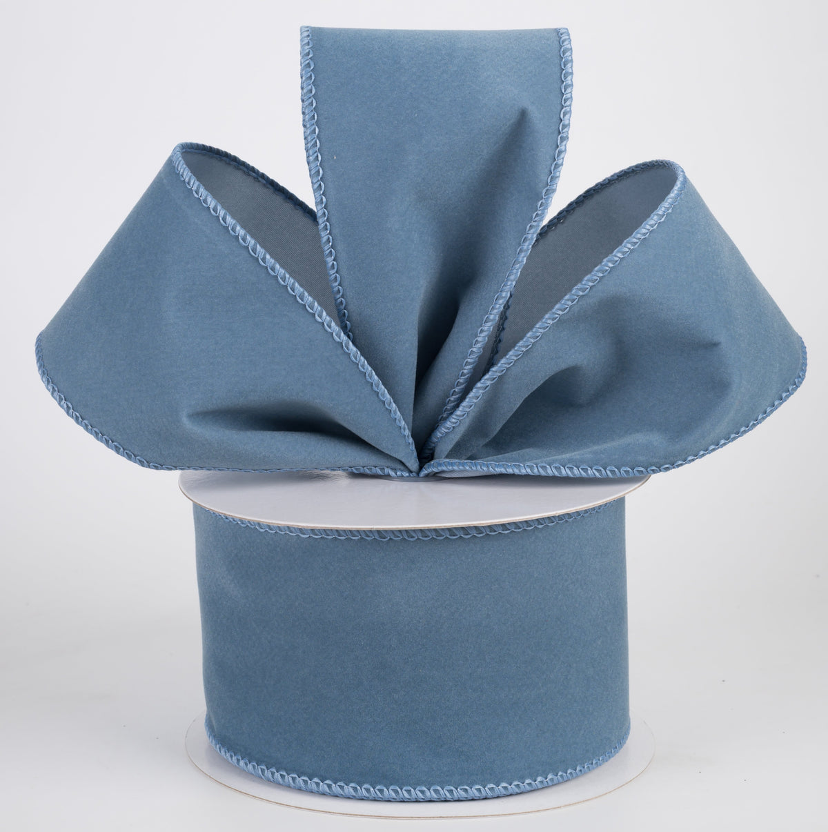 2.5" Flat Velvet Ribbon: Dusty Blue (10 Yards) Lifestyle Photo