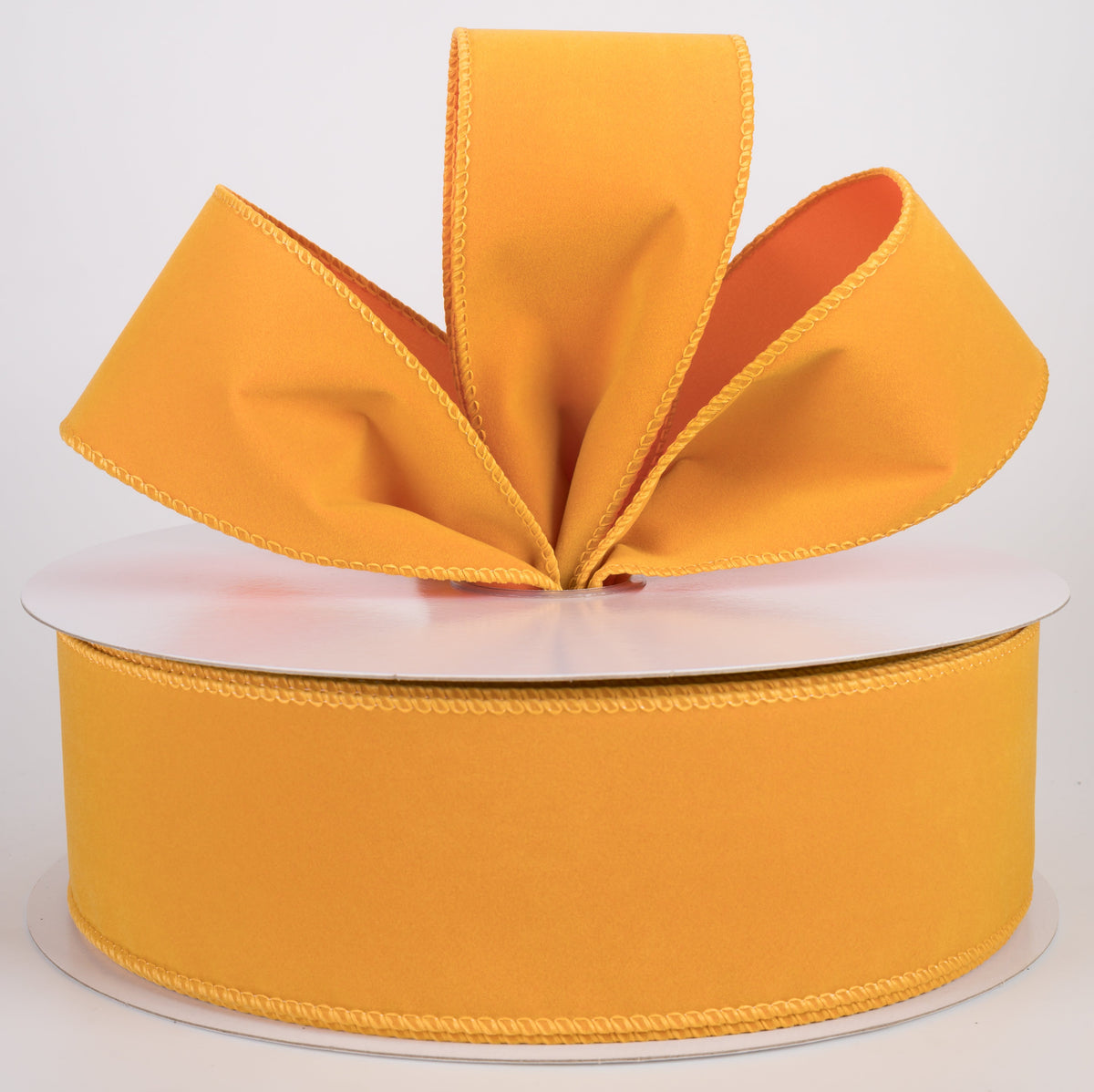 2.5" Flat Velvet Ribbon: Sunflower Yellow (50 Yards) Lifestyle Photo