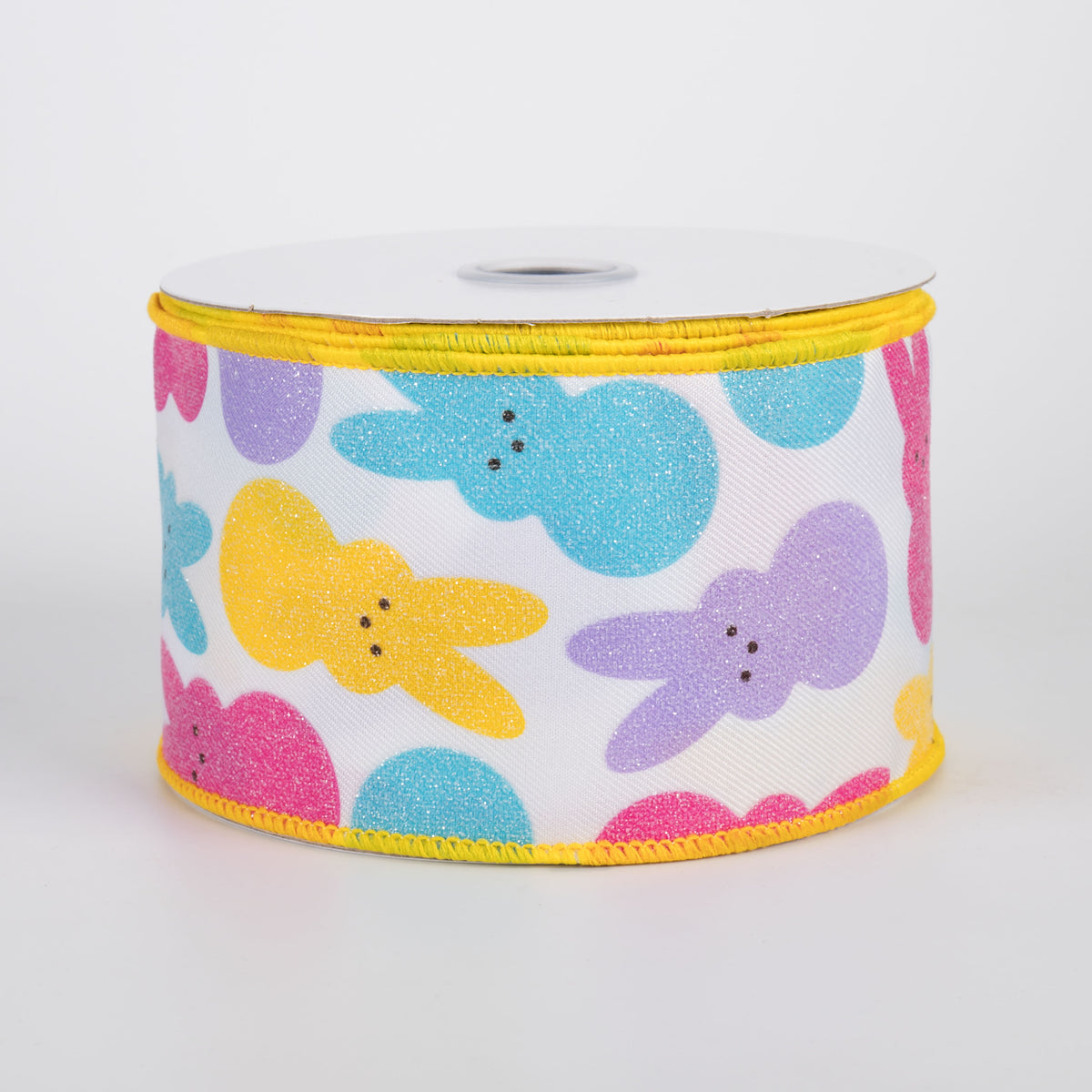 2.5 Glittered Marshmallow Sugar Bunnies Ribbon: Bright Pastels (10 Yards) Item Number: RGH115627