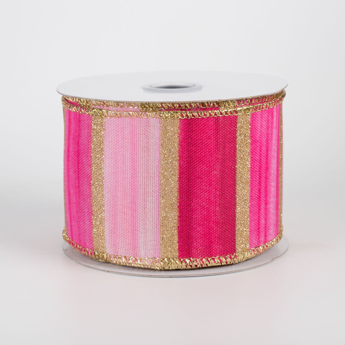 2.5" Glittered Watercolor Stripes Ribbon: Pink, Fuchsia & Gold (10 Yards) Item Number: RGH1388MN