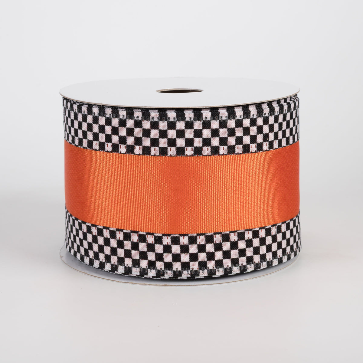2.5" Ribbed Satin Check Edge Ribbon: Orange (10 Yards) Item Number: 56420-40-19