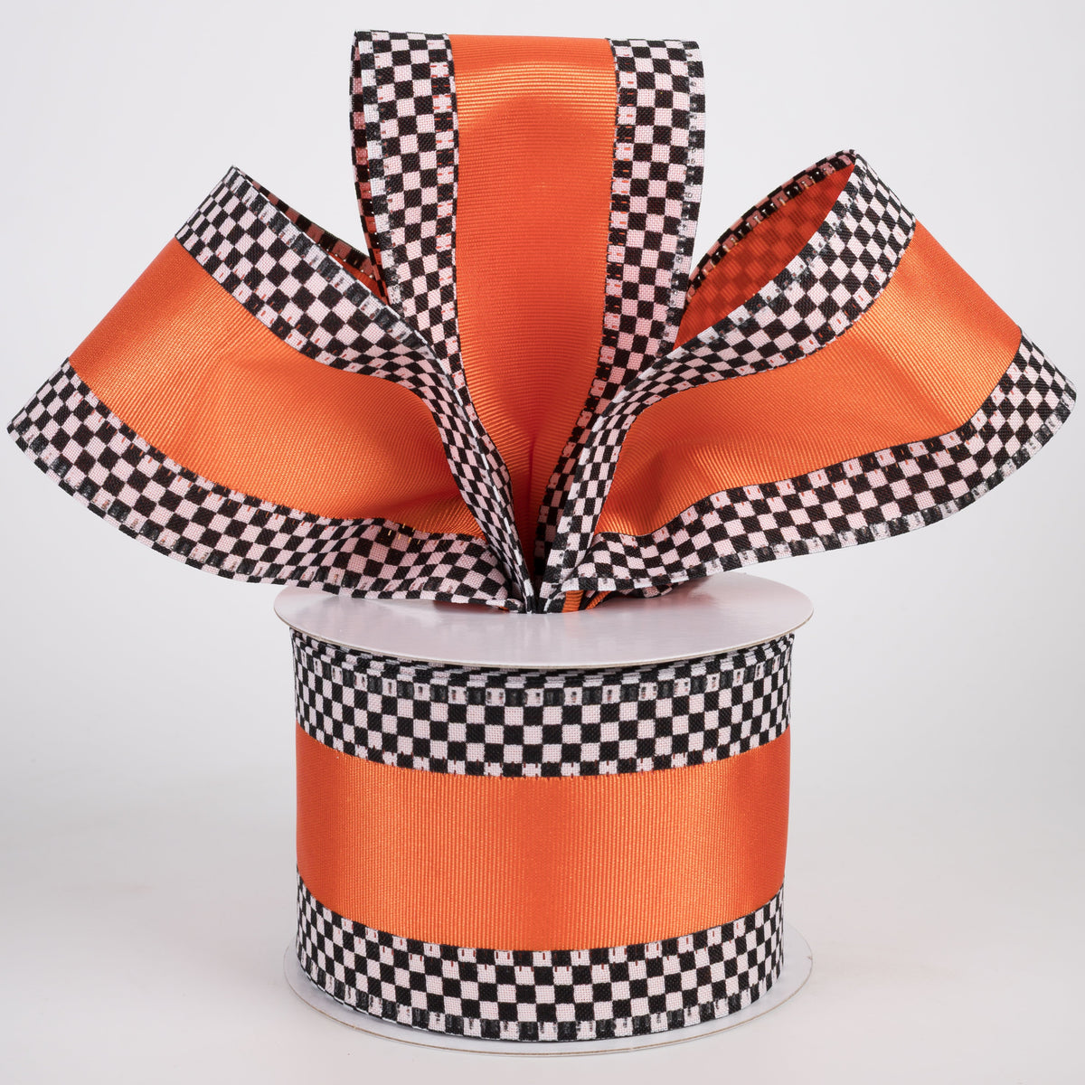 2.5" Ribbed Satin Check Edge Ribbon: Orange (10 Yards) Lifestyle Photo