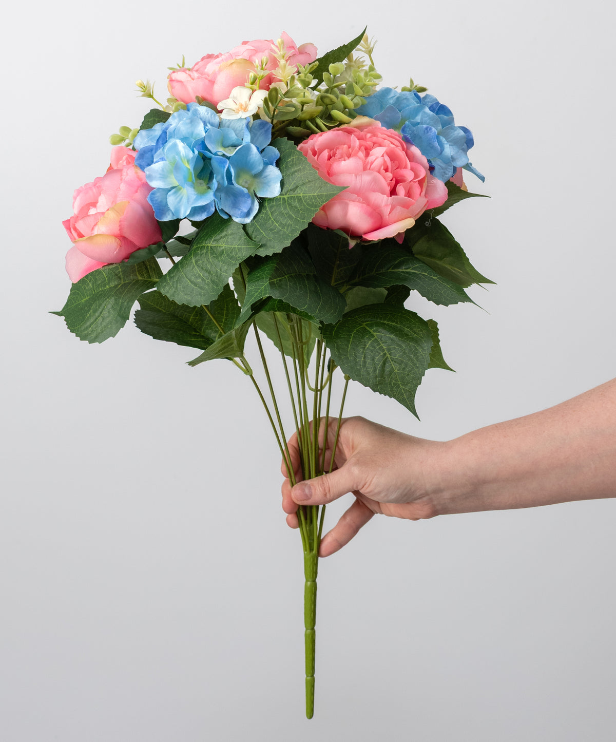 20" Peony & Hydrangea Bush: Pink & Blue (12 Stem) detail photo 3